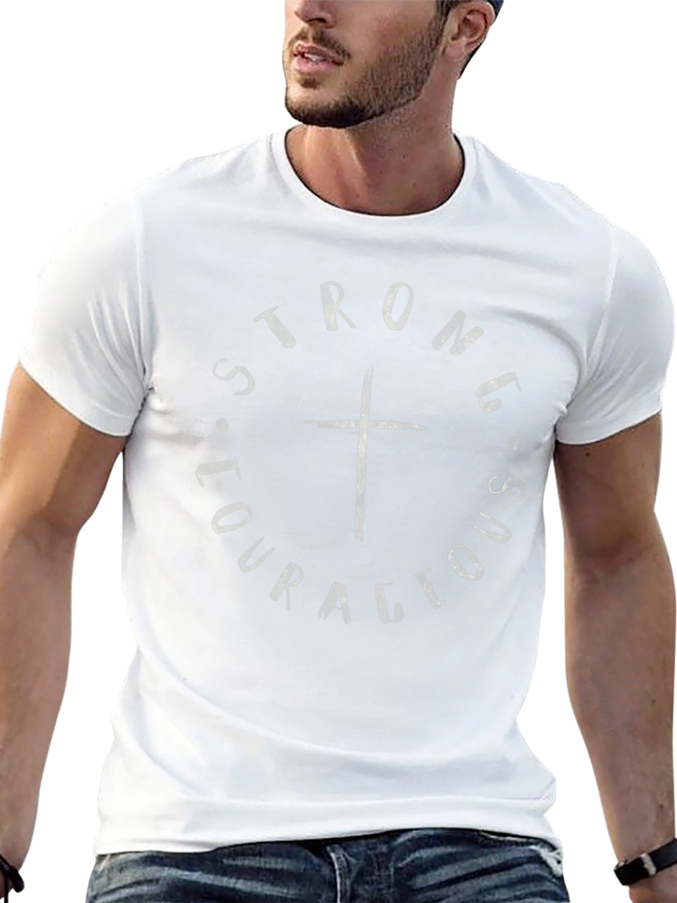 Strong Courageous Christian Graphic Tee