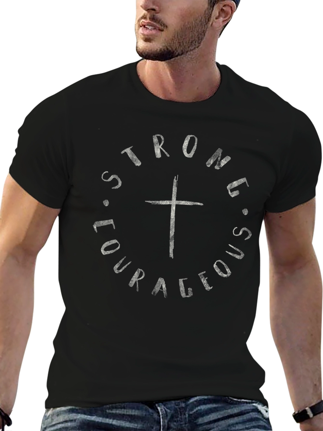 Strong Courageous Christian Graphic Tee