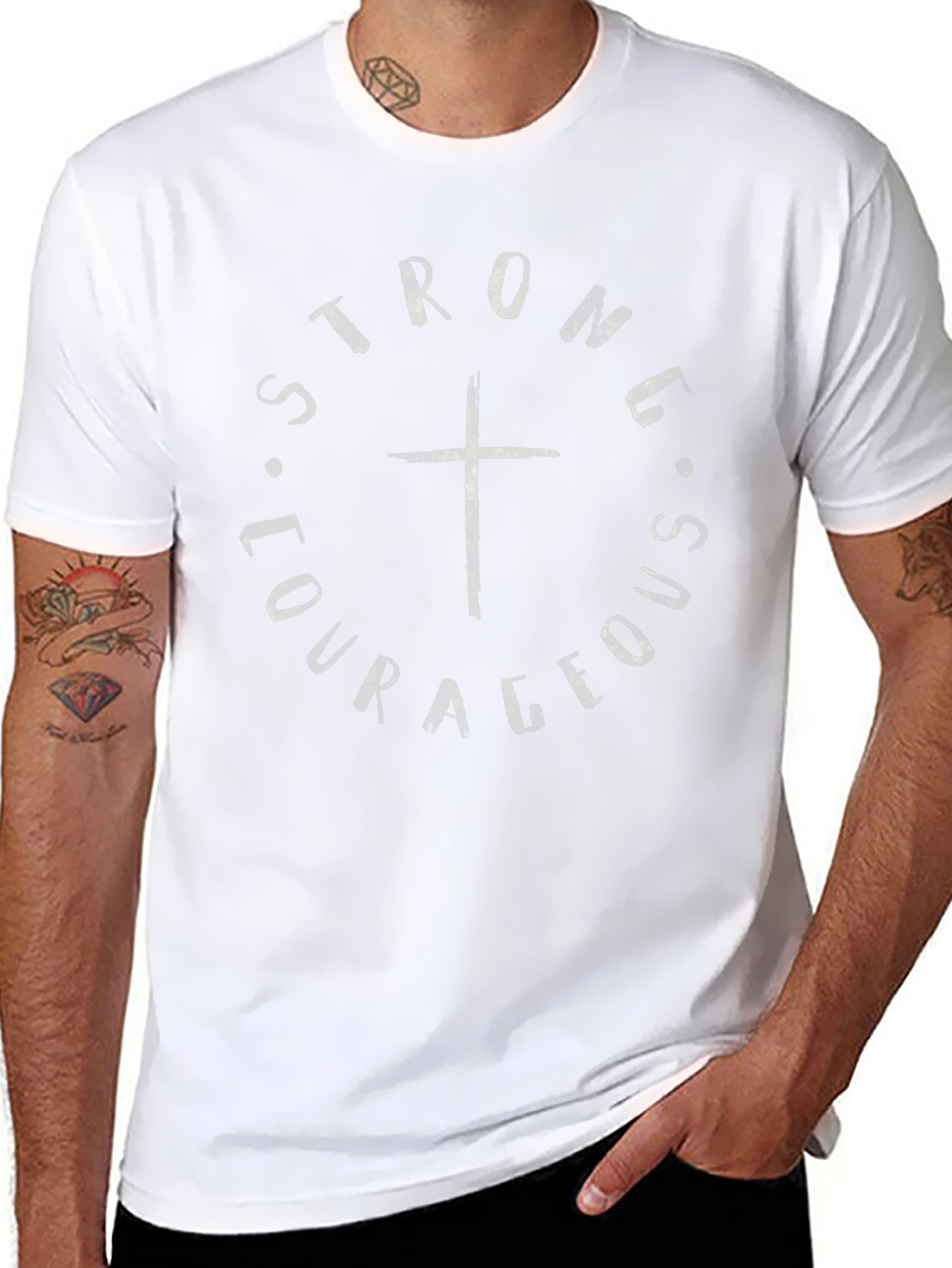Strong Courageous Christian Graphic Tee