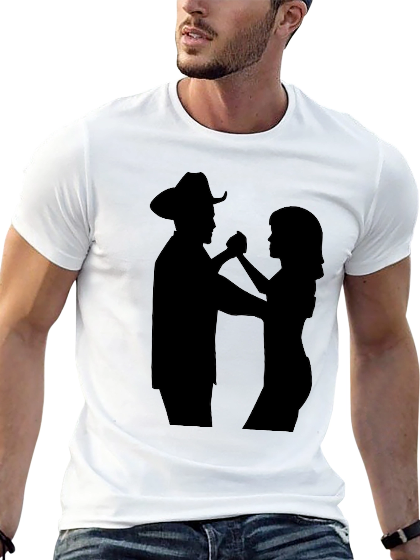 Dancing Cowboy Silhouette Black T-Shirt
