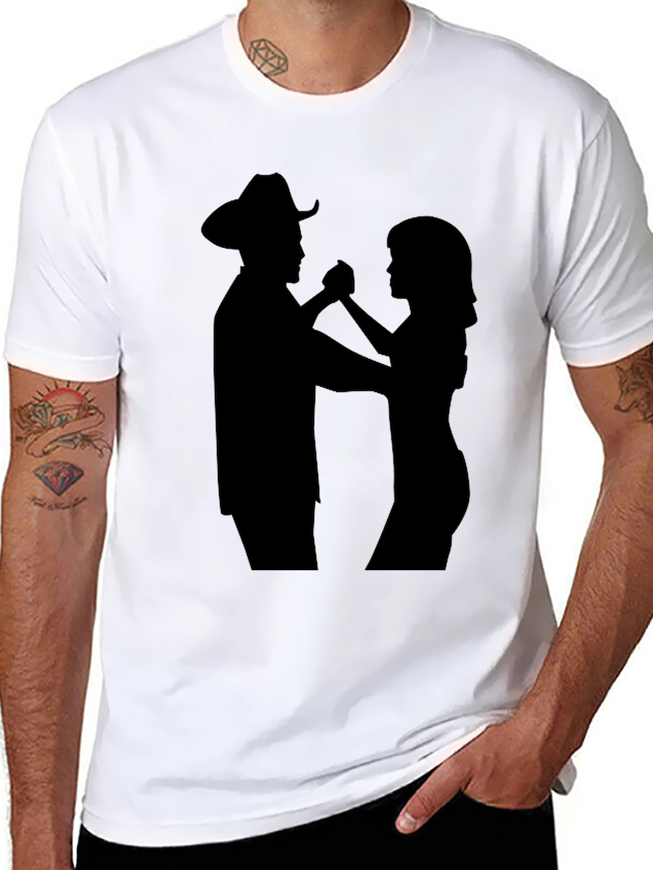Dancing Cowboy Silhouette Black T-Shirt