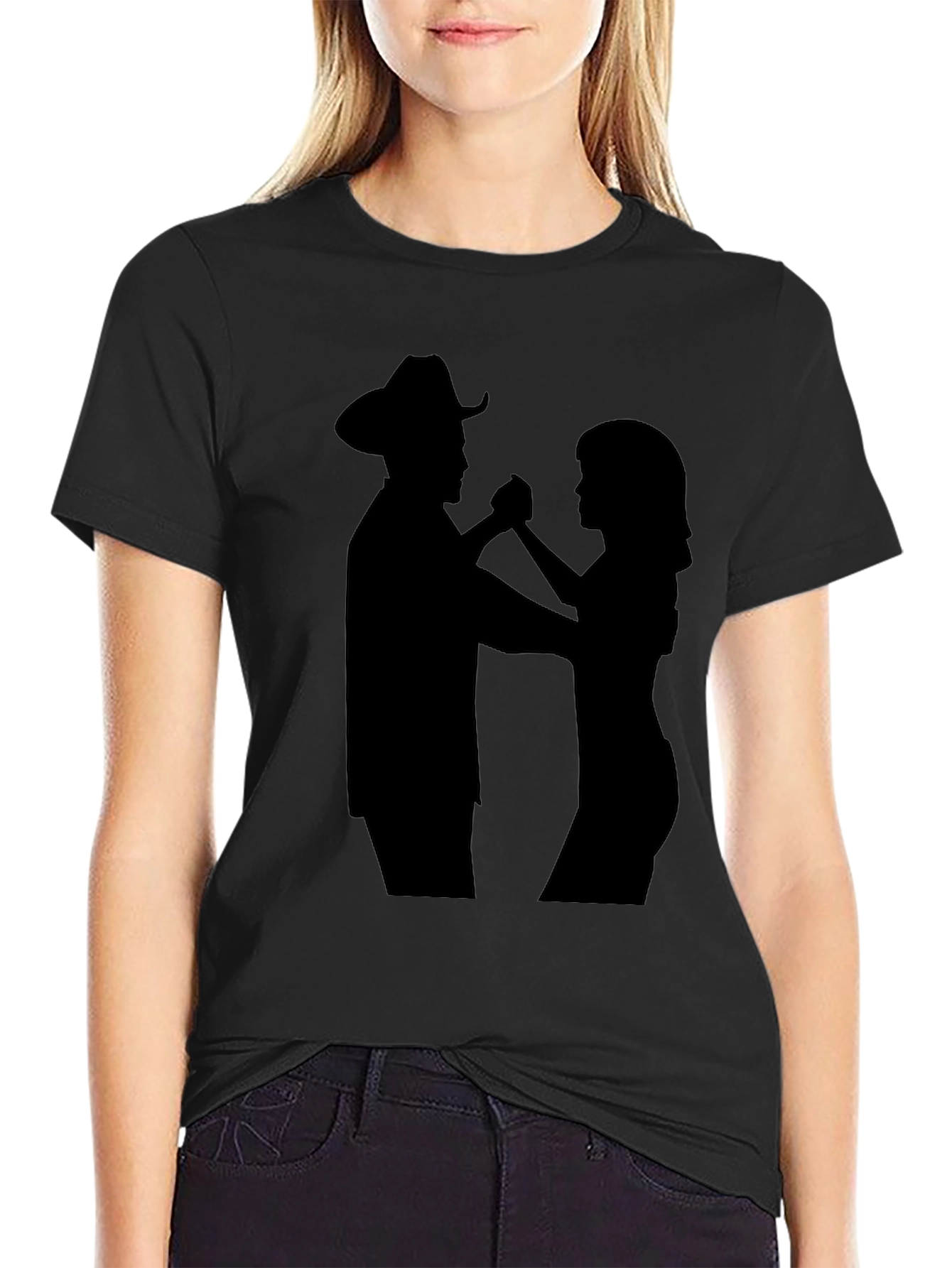 Dancing Cowboy Silhouette Black T-Shirt