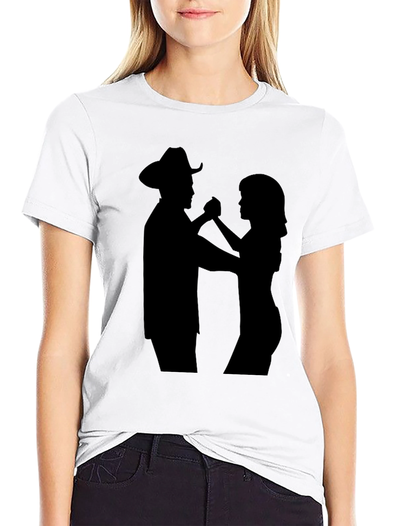 Dancing Cowboy Silhouette Black T-Shirt