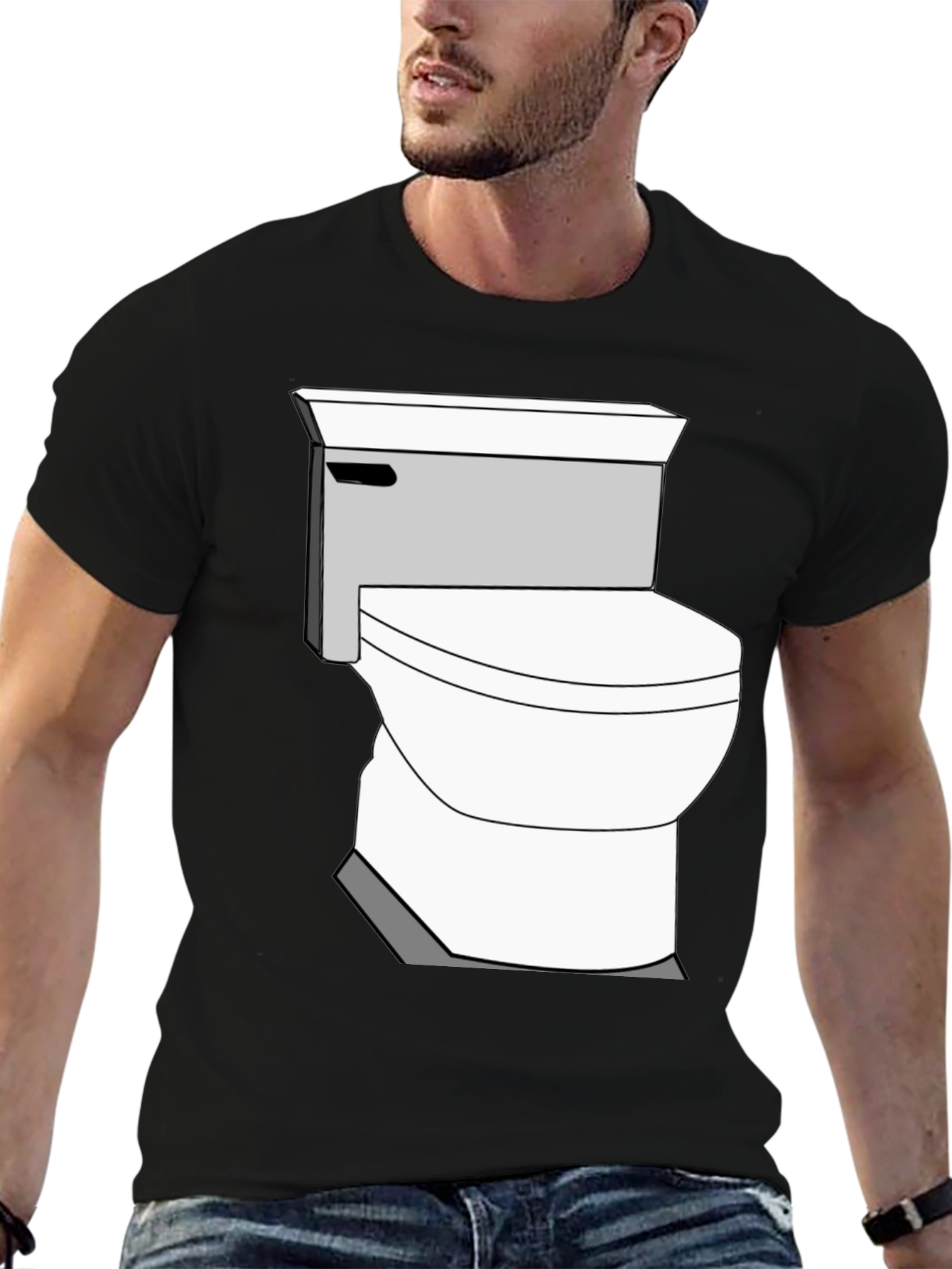 Toilet Humor Graphic Tee - Black Cotton T-Shirt