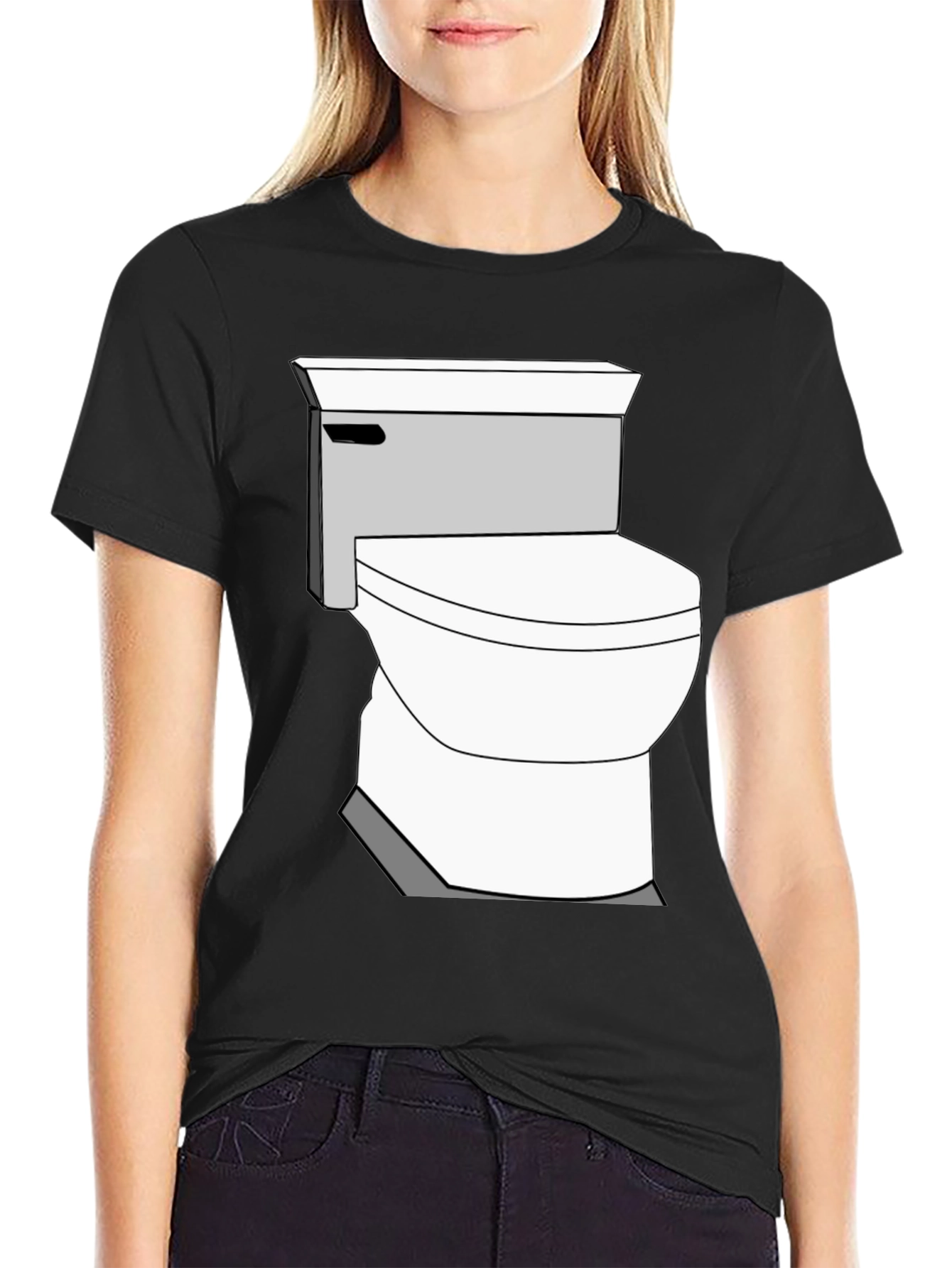 Toilet Humor Graphic Tee - Black Cotton T-Shirt