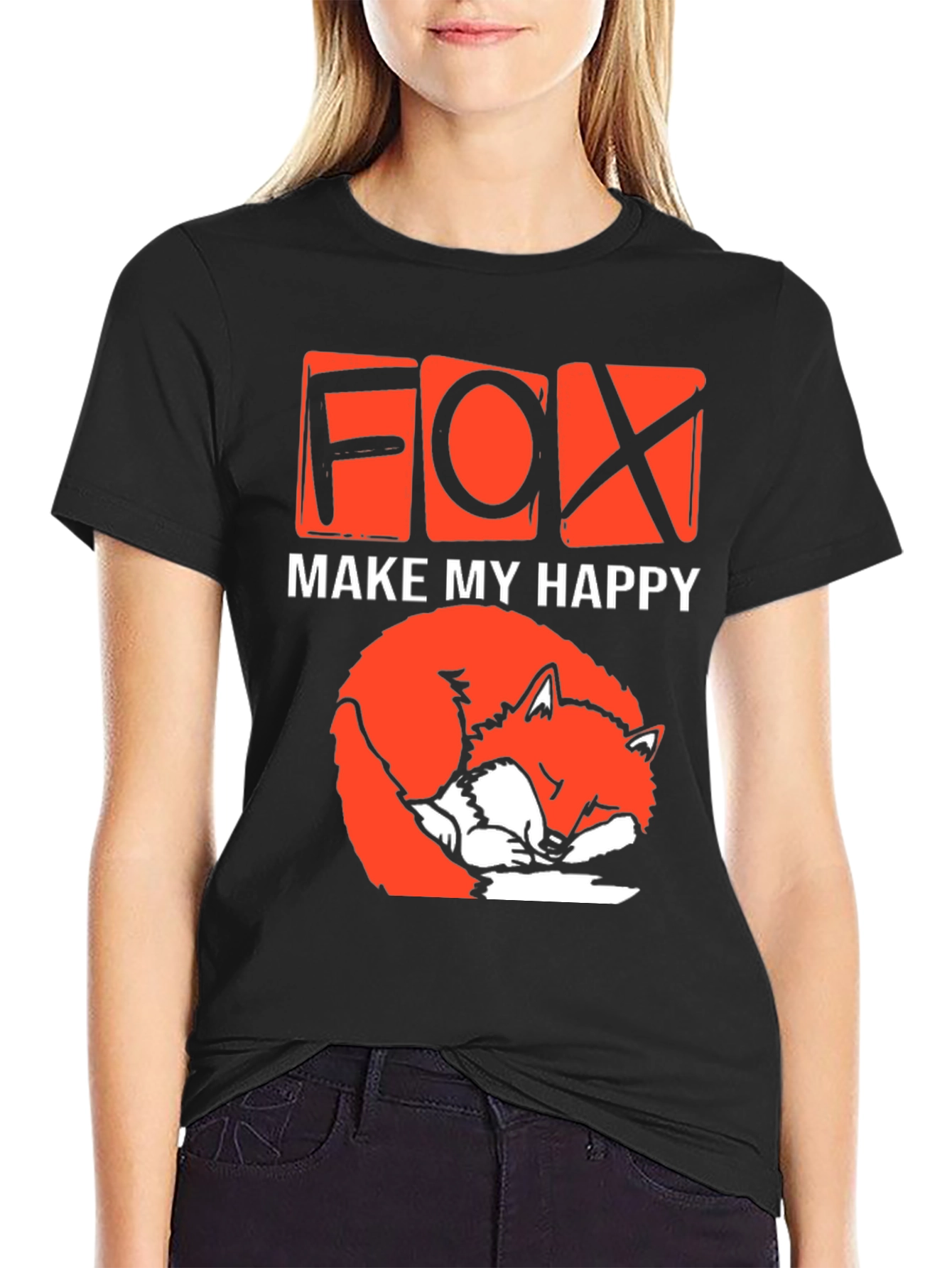 Cute Fox Make My Happy Graphic T-Shirt