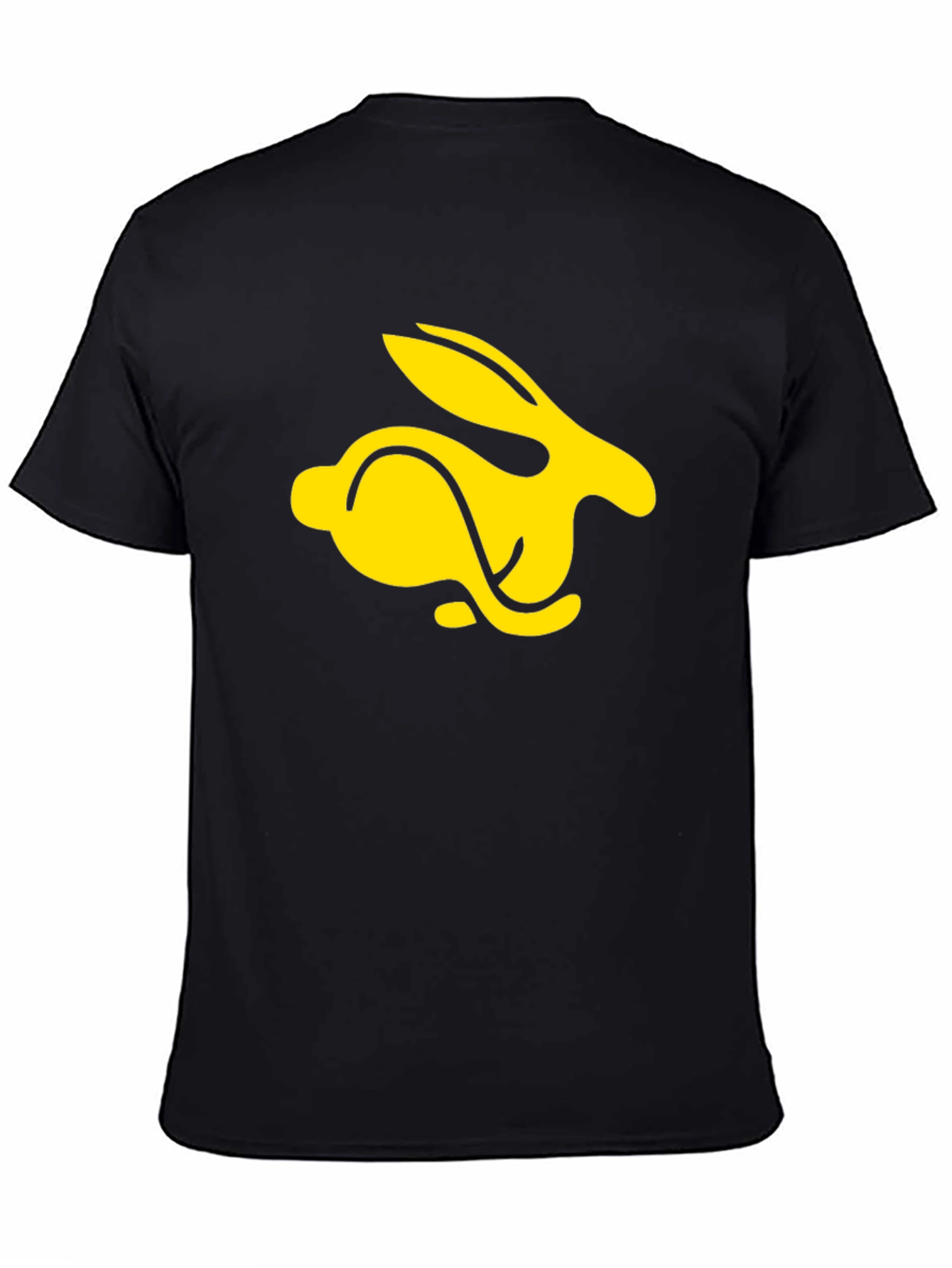 Black T-Shirt with Yellow Rabbit Graphic