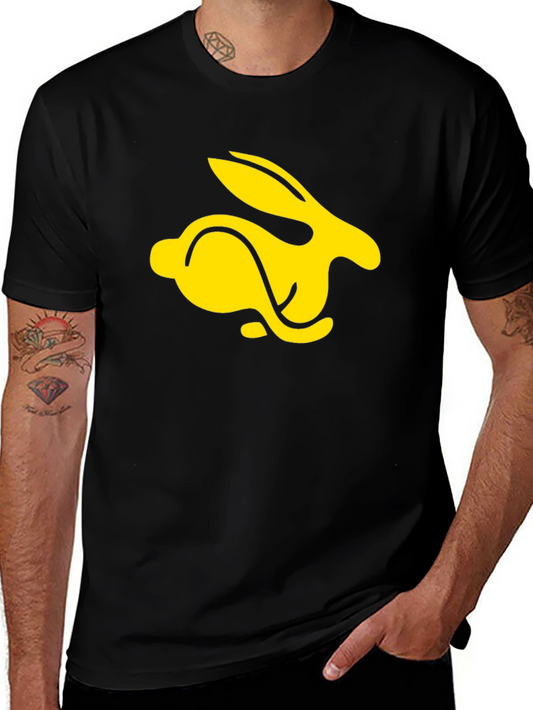 Black T-Shirt with Yellow Rabbit Graphic