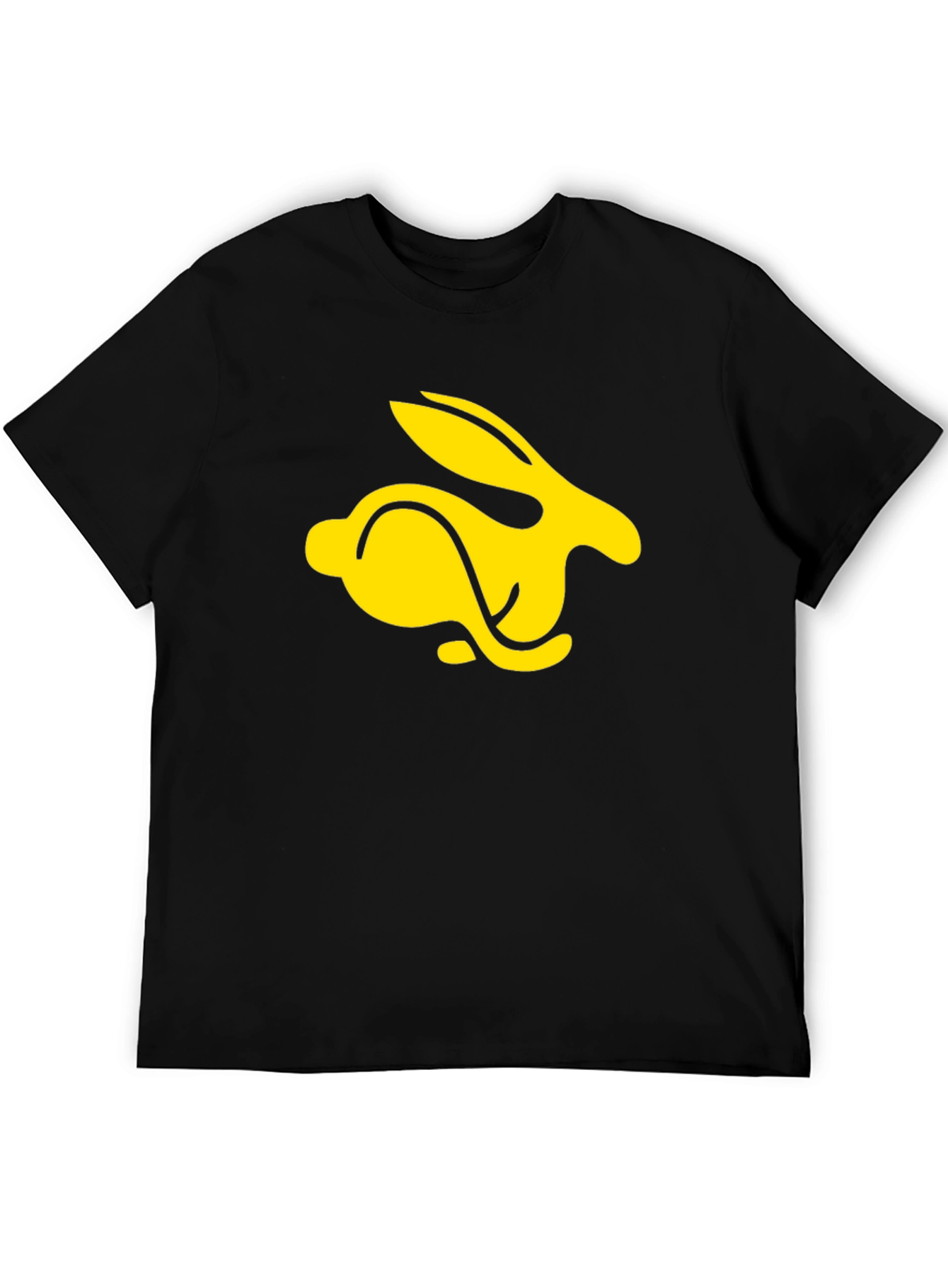 Black T-Shirt with Yellow Rabbit Graphic