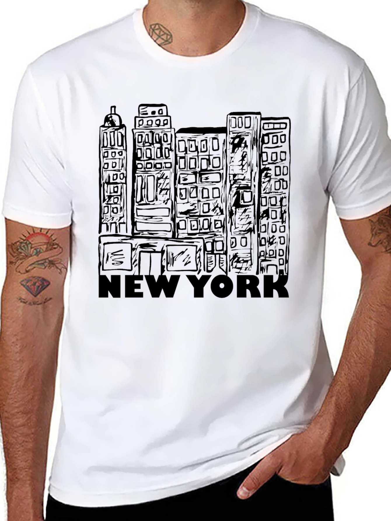 New York City Skyline Black Graphic T-Shirt