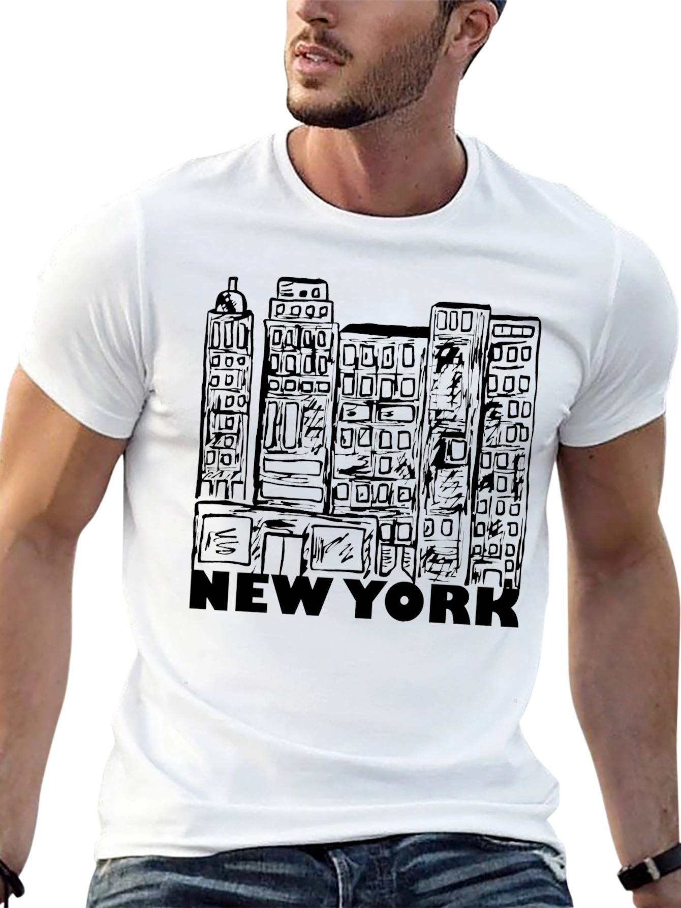 New York City Skyline Black Graphic T-Shirt