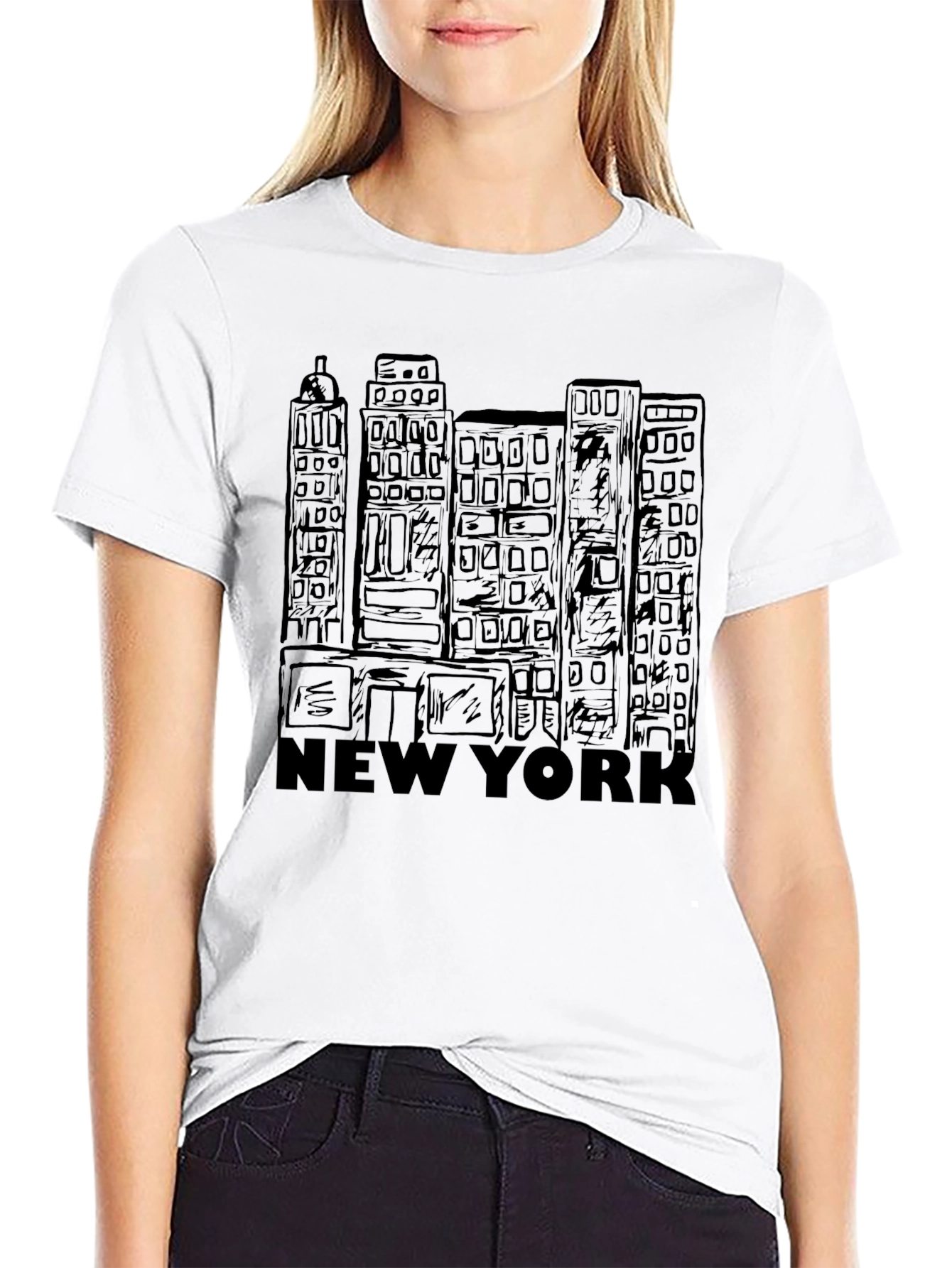 New York City Skyline Black Graphic T-Shirt