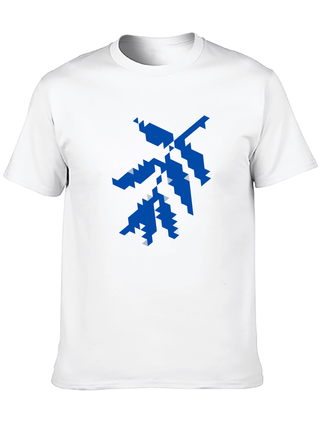 Geometric Blue Graphic Print Black T-Shirt
