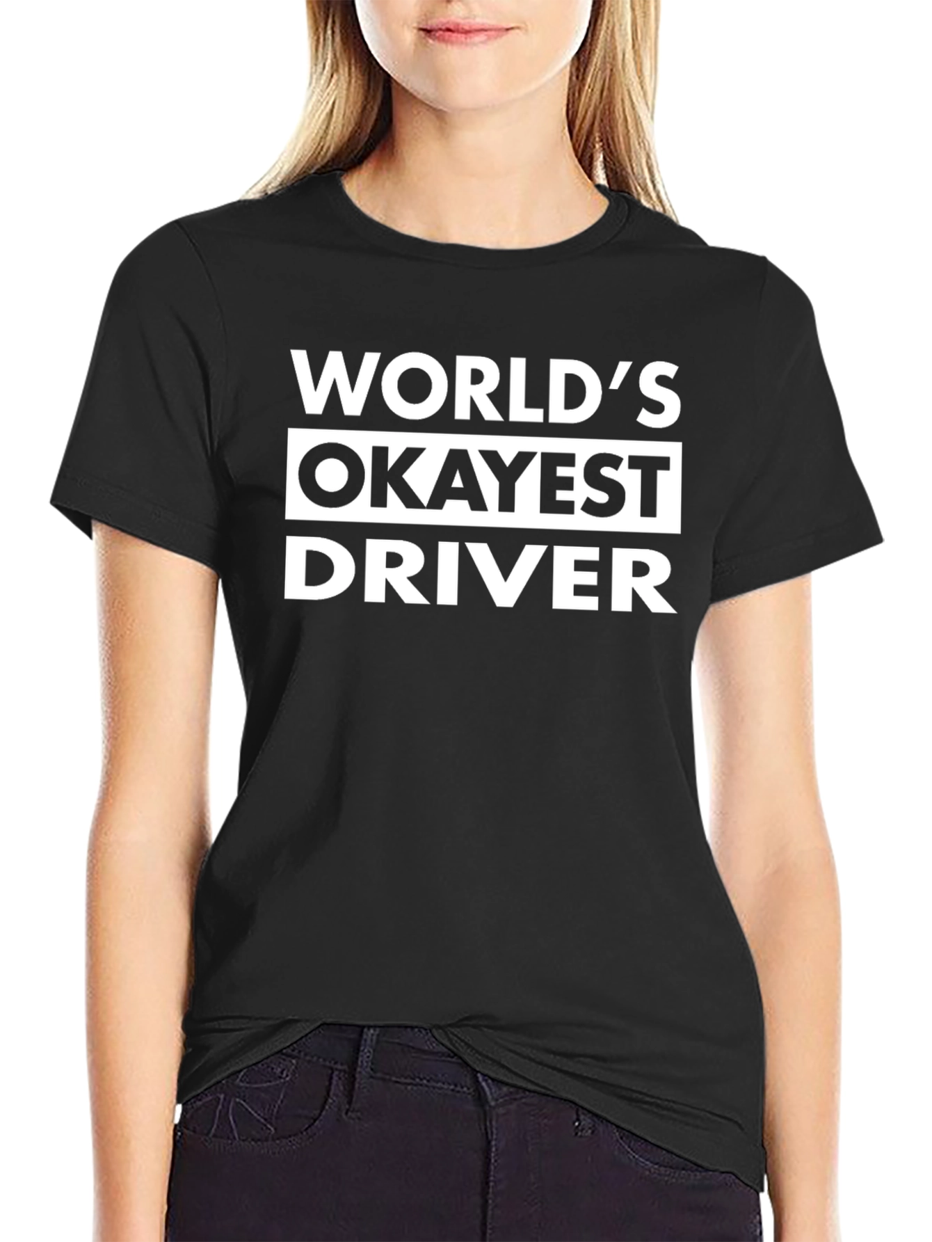 Worlds Okayest Driver Black Graphic Tee