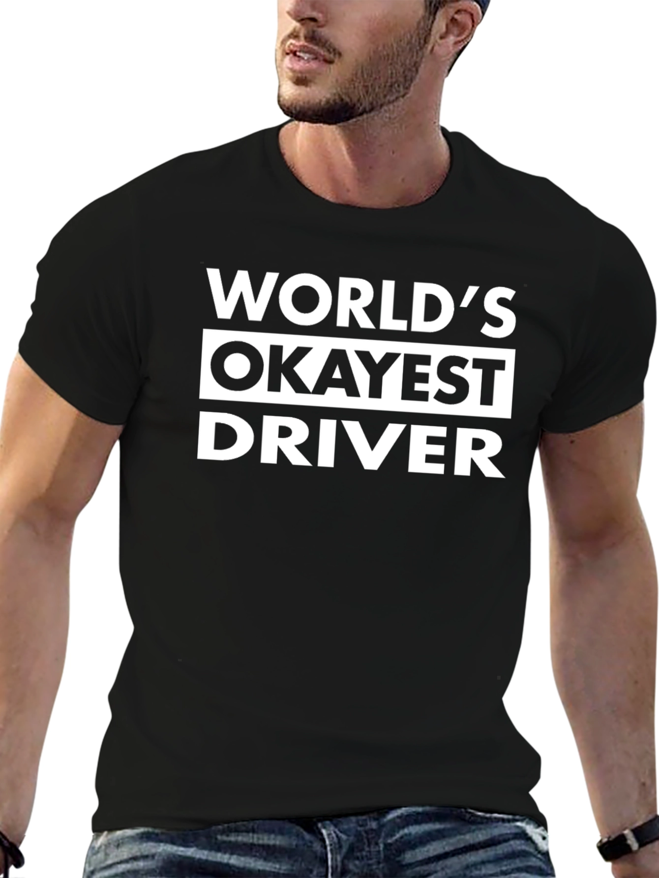 Worlds Okayest Driver Black Graphic Tee