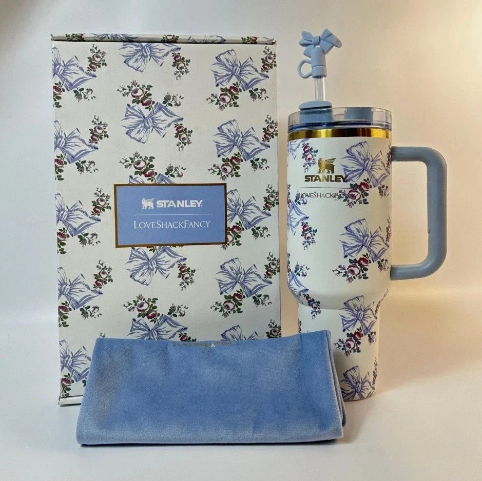 Stanley x LoveShackFancy 40oz Rosa Beaux Blue Tumbler Holiday Gift Box Cup