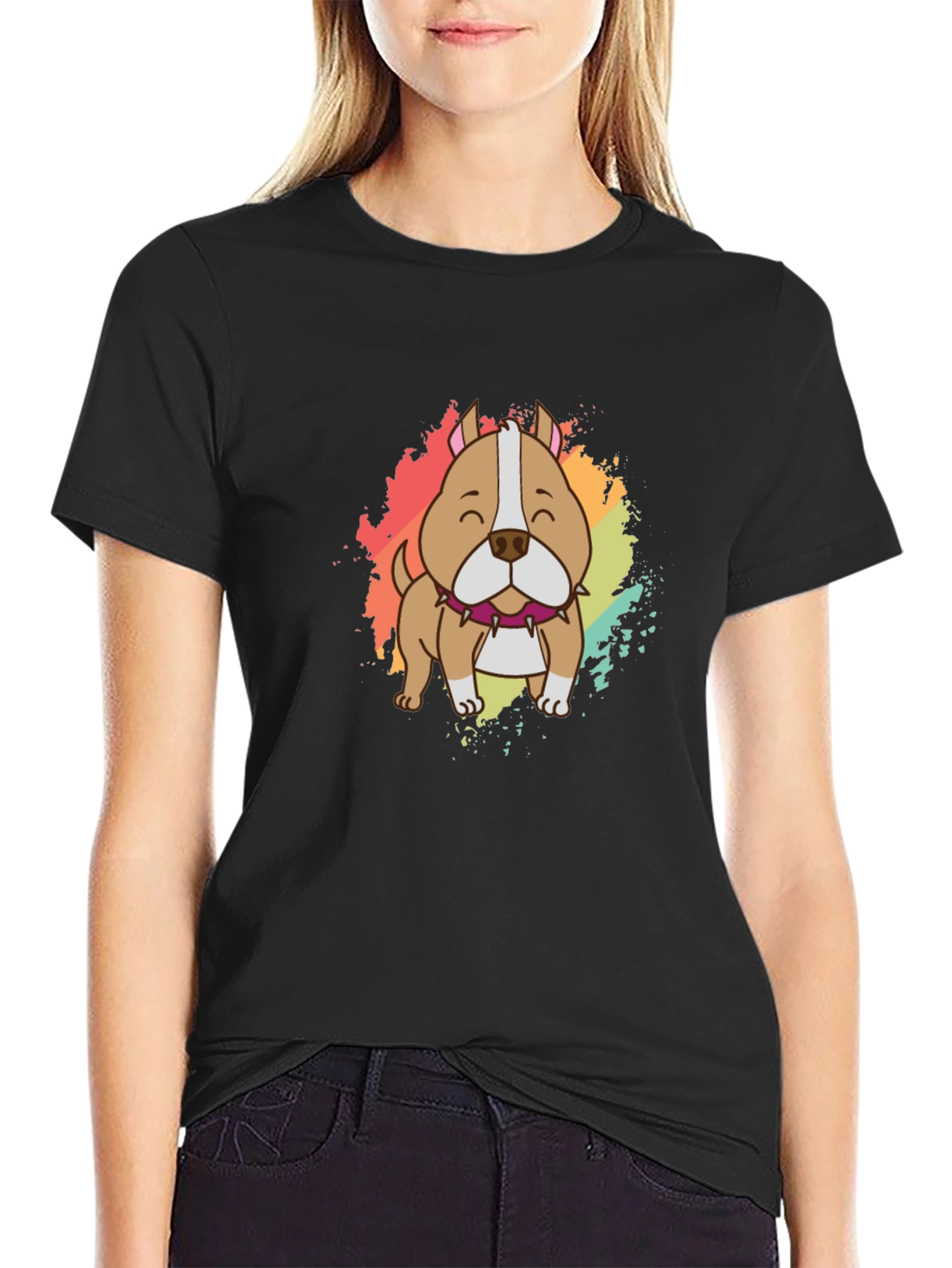 Dog Graphic Black T-Shirt - Casual Wear