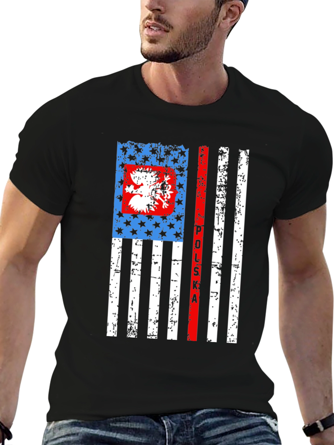 Poland Flag Inspired Graphic Print T-Shirt