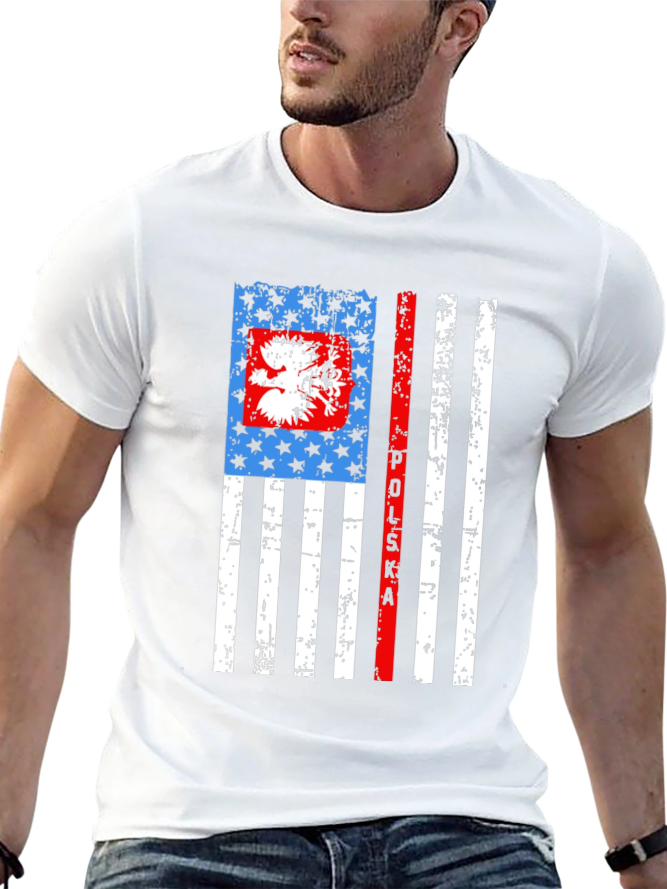 Poland Flag Inspired Graphic Print T-Shirt