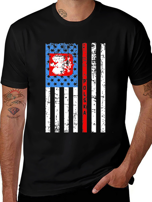 Poland Flag Inspired Graphic Print T-Shirt