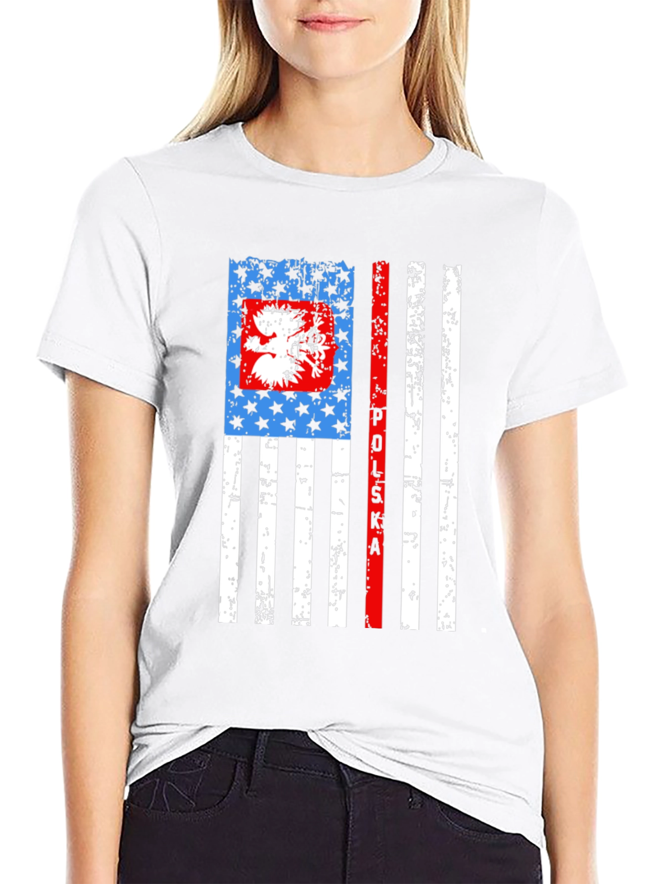 Poland Flag Inspired Graphic Print T-Shirt