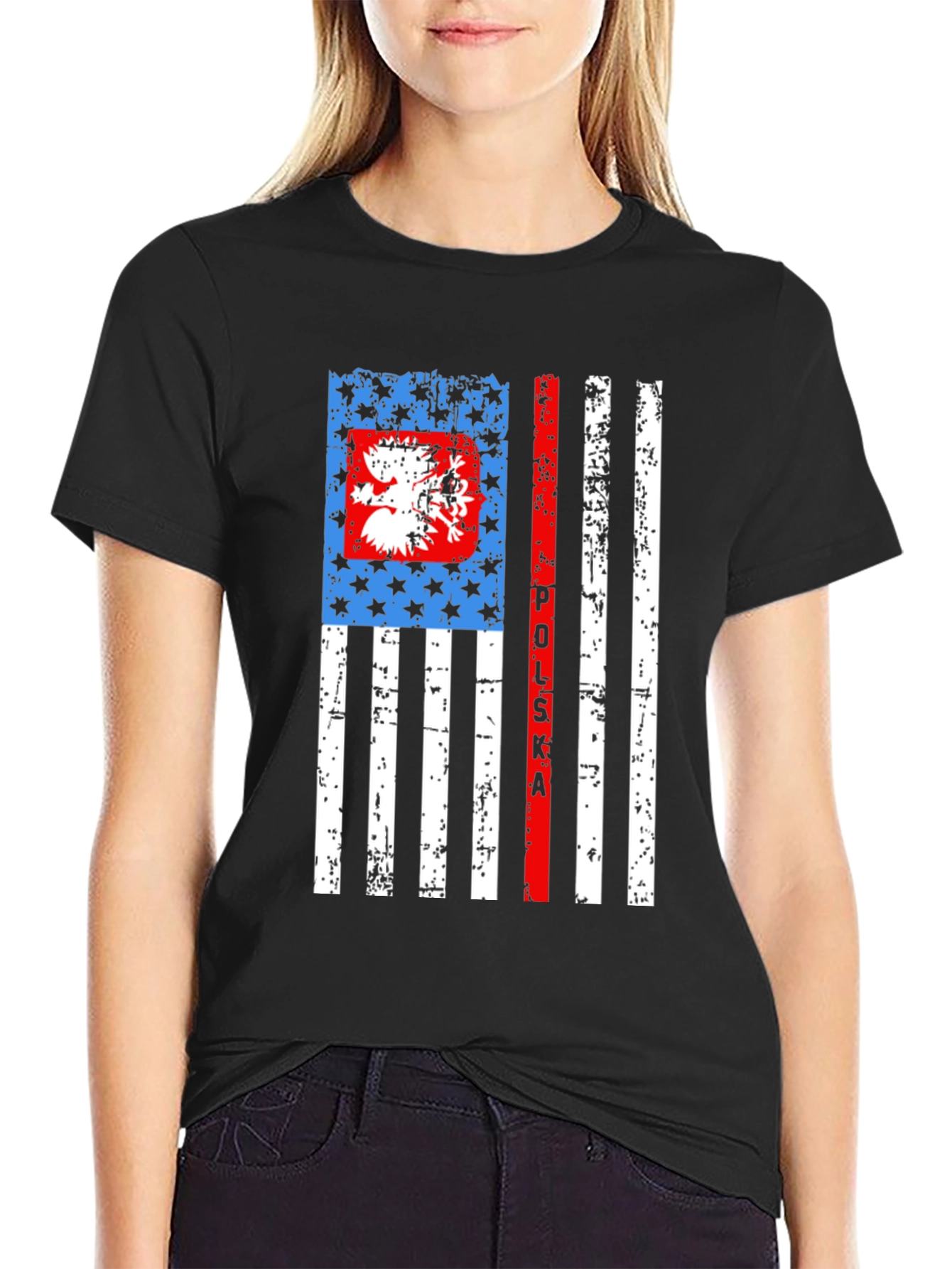 Poland Flag Inspired Graphic Print T-Shirt