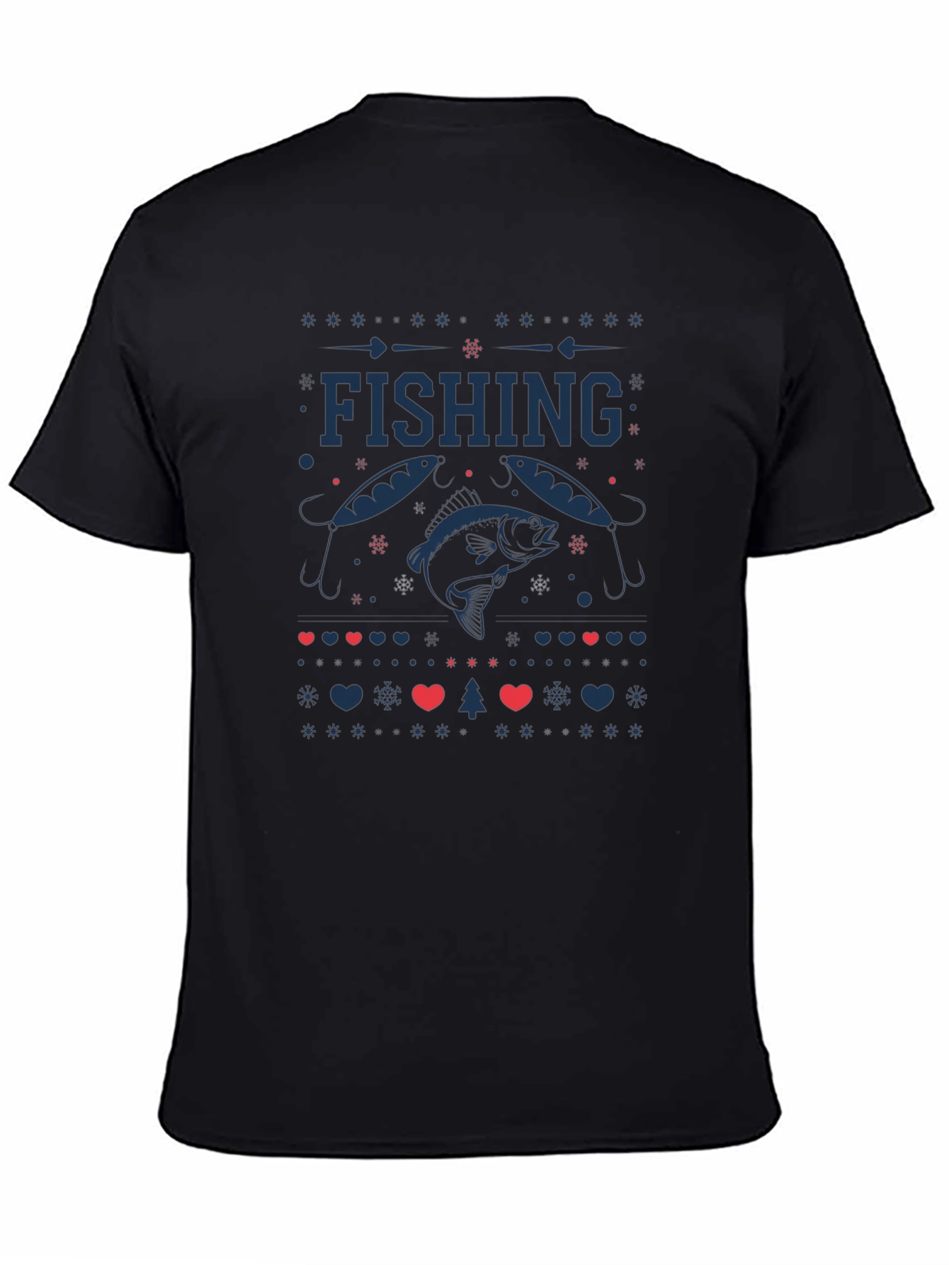 Fishing Ugly Christmas Sweater Style T-Shirt
