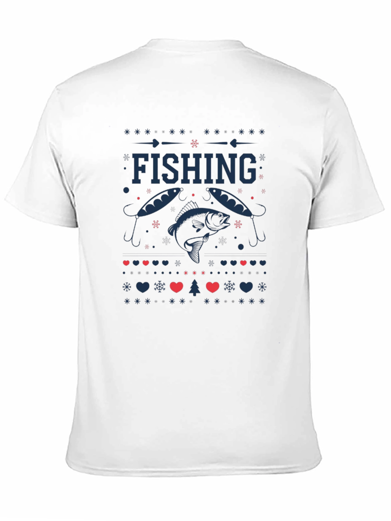 Fishing Ugly Christmas Sweater Style T-Shirt