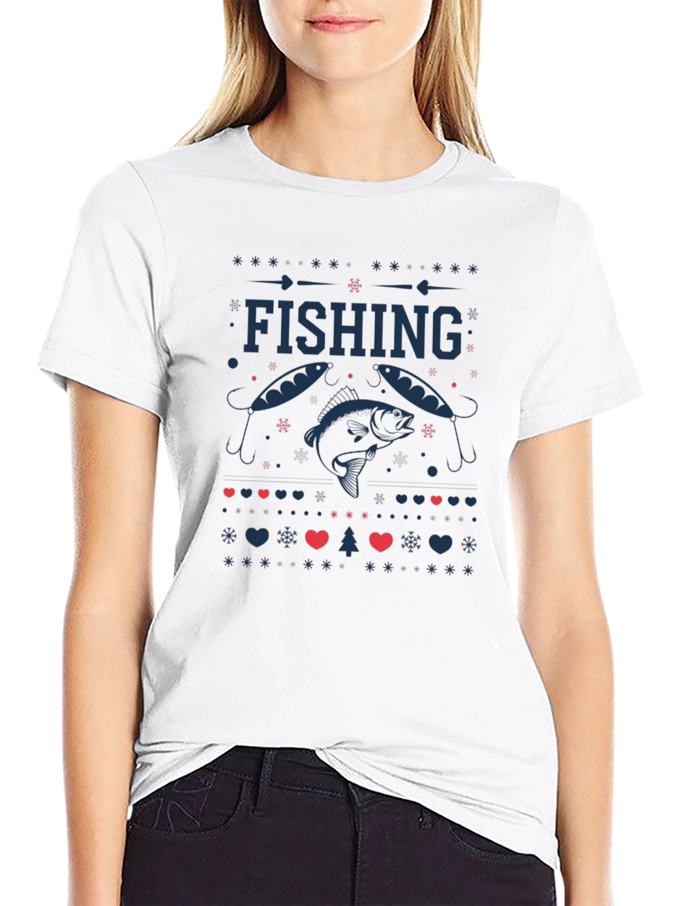 Fishing Ugly Christmas Sweater Style T-Shirt