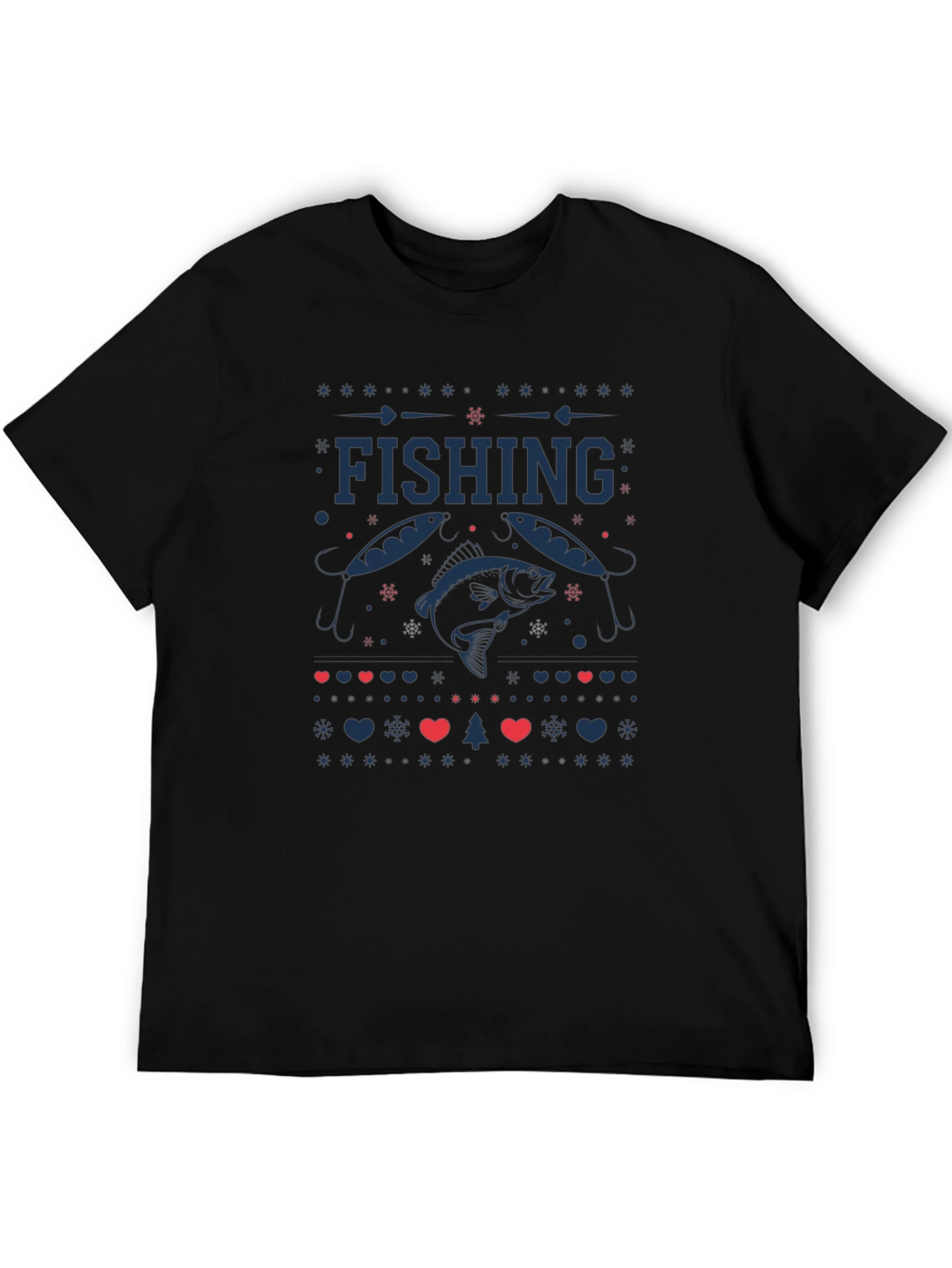 Fishing Ugly Christmas Sweater Style T-Shirt