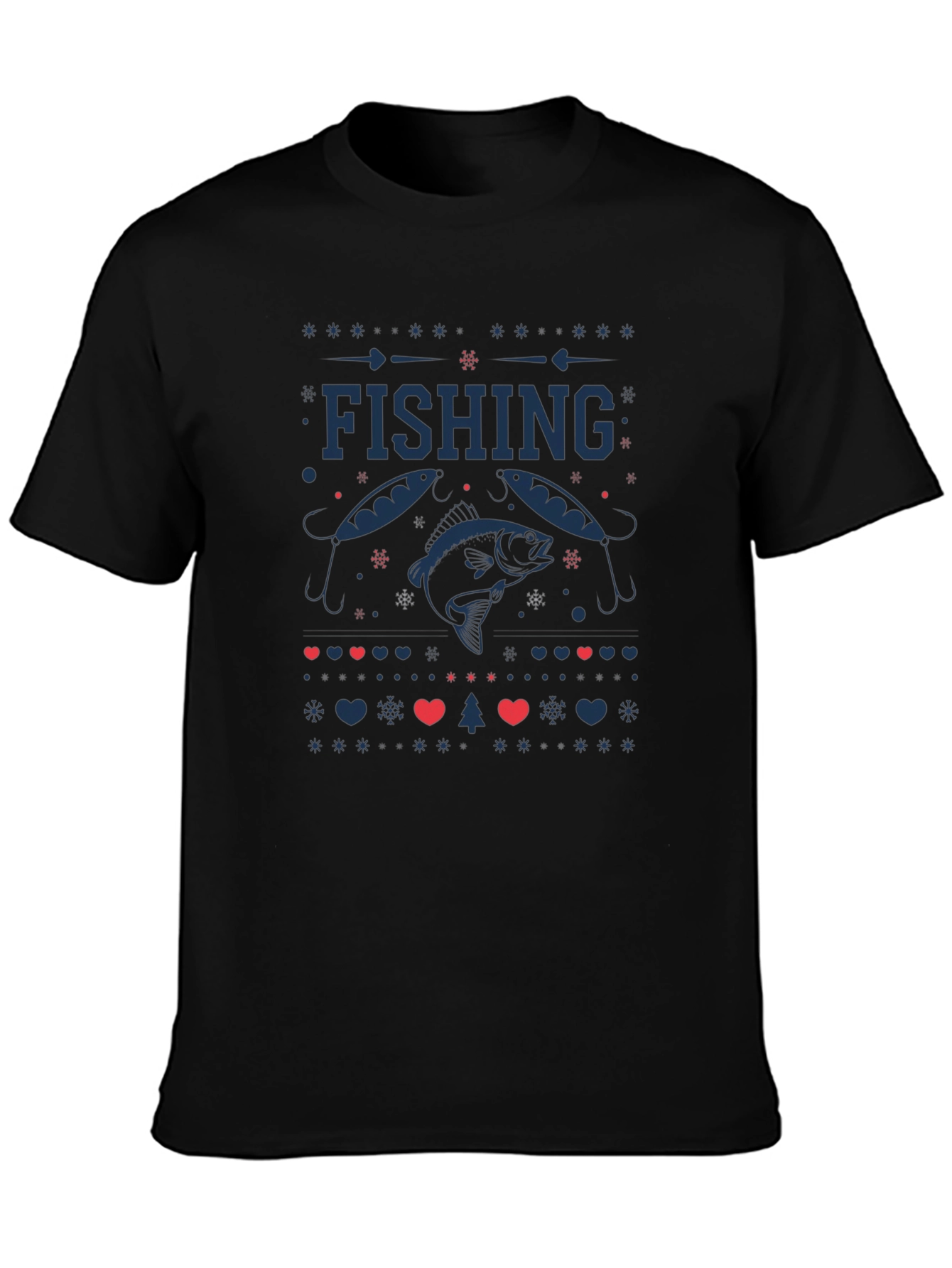 Fishing Ugly Christmas Sweater Style T-Shirt