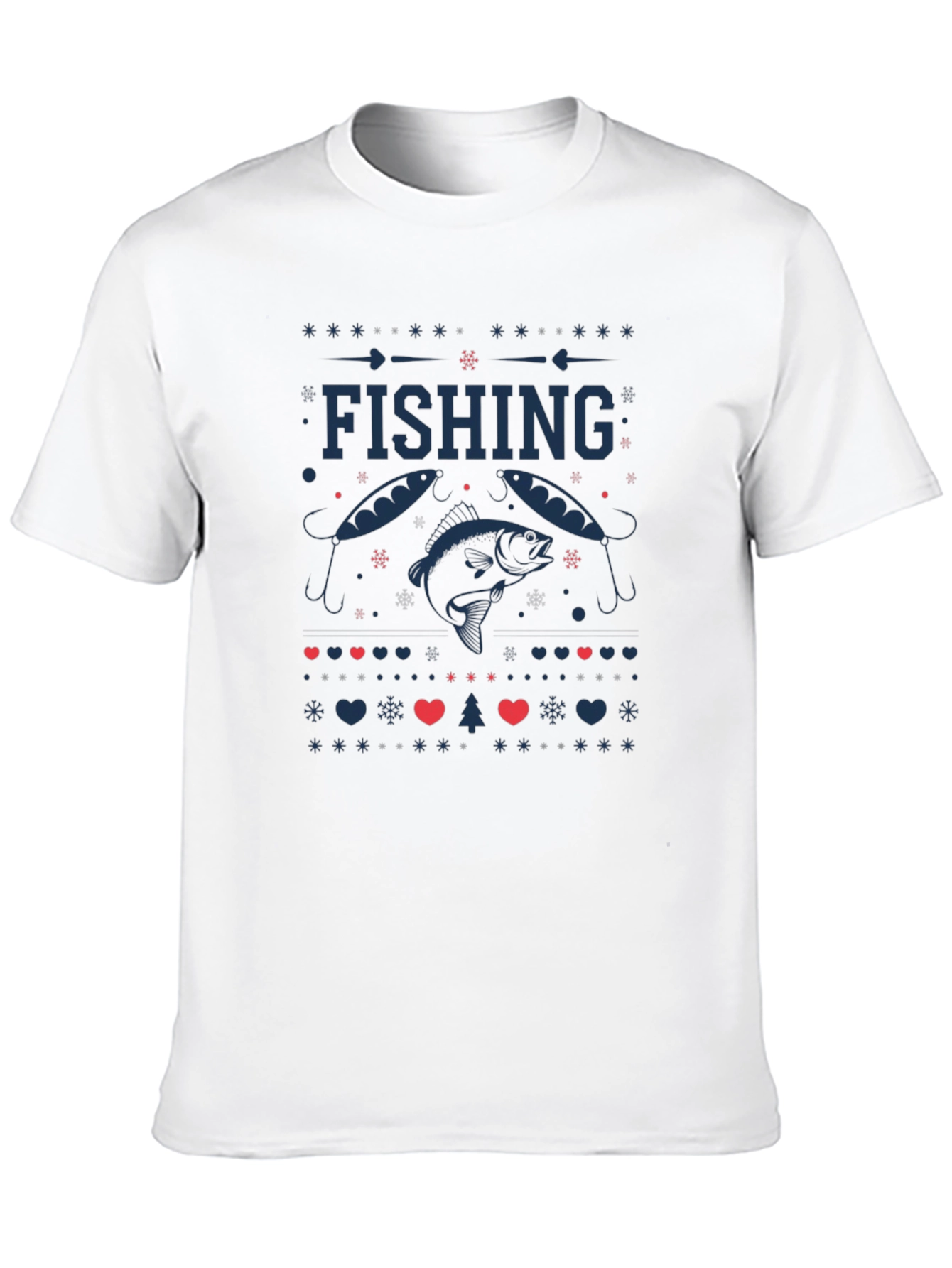 Fishing Ugly Christmas Sweater Style T-Shirt
