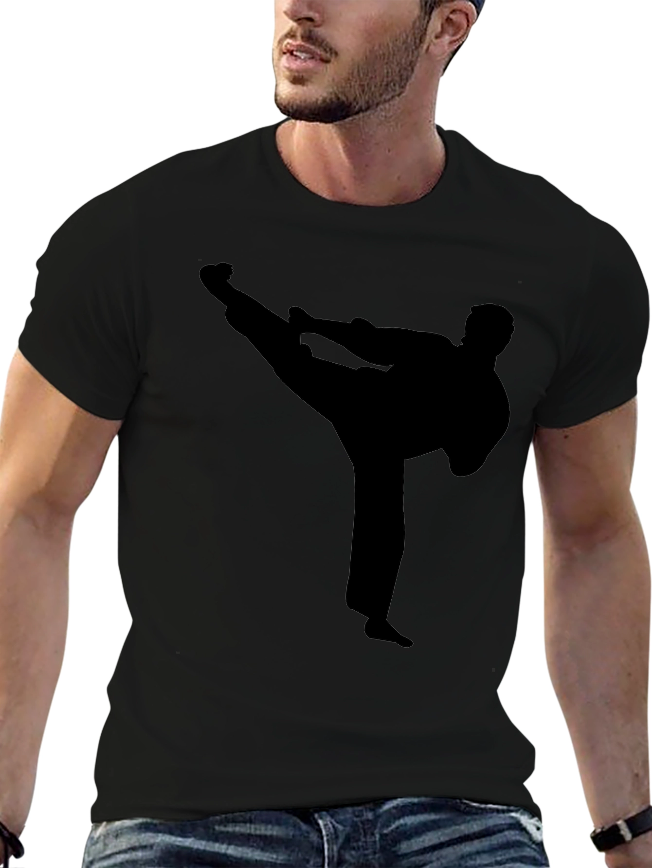 Black Karate Silhouette T-Shirt