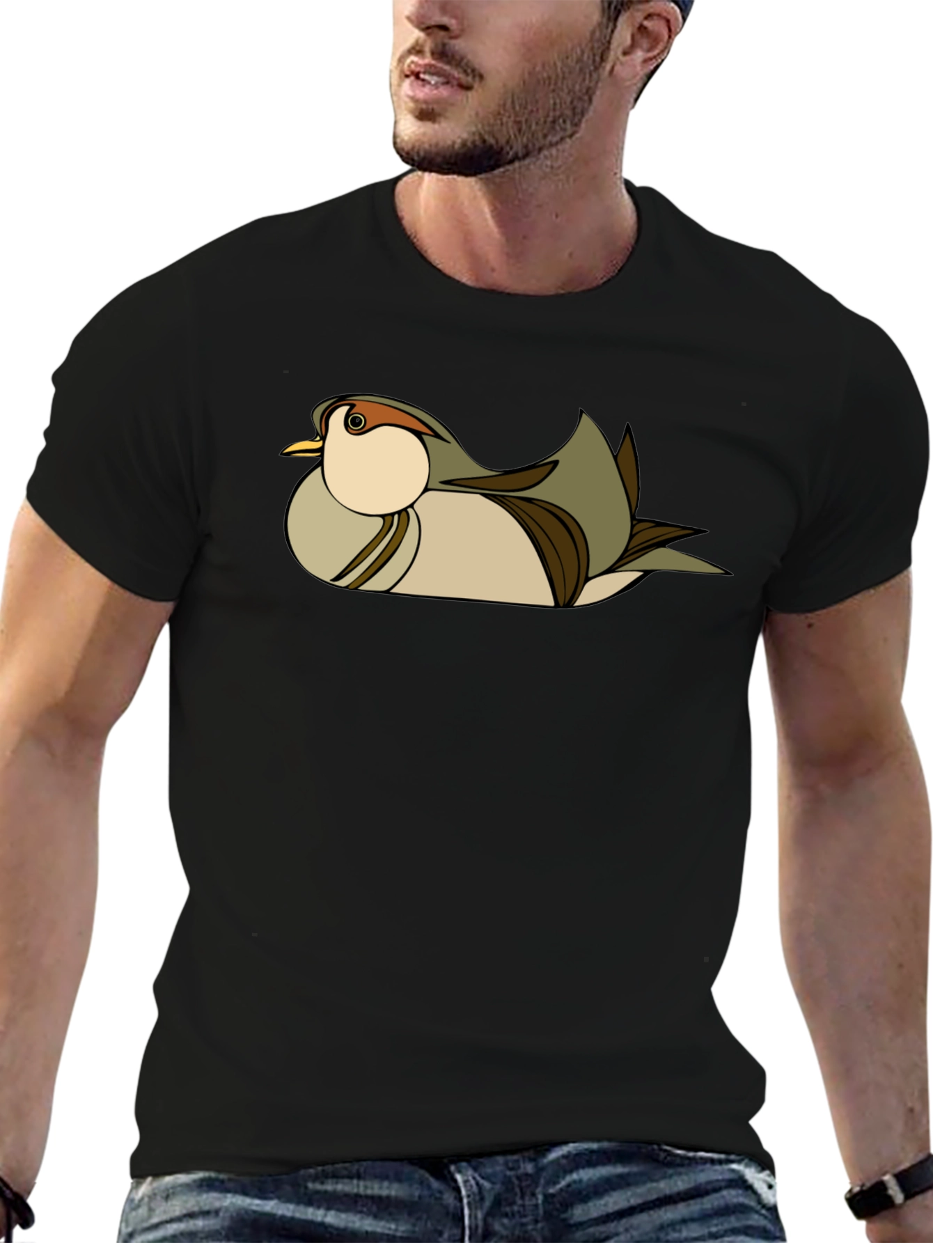 Stylish Bird Graphic Black T-Shirt