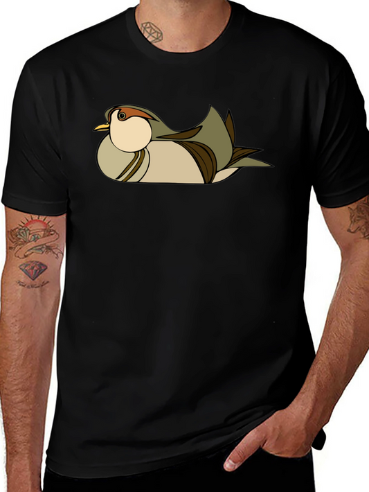 Stylish Bird Graphic Black T-Shirt