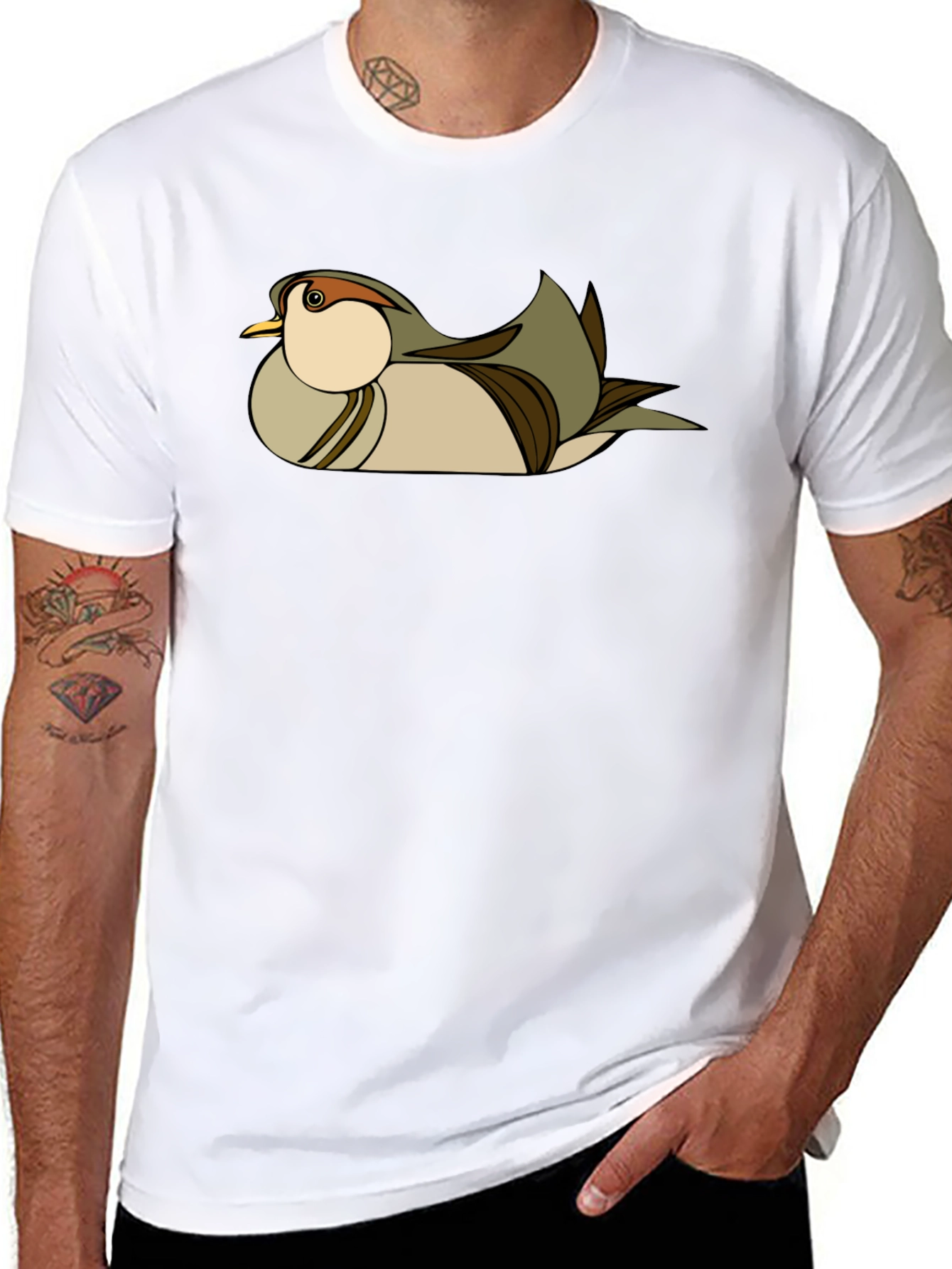 Stylish Bird Graphic Black T-Shirt