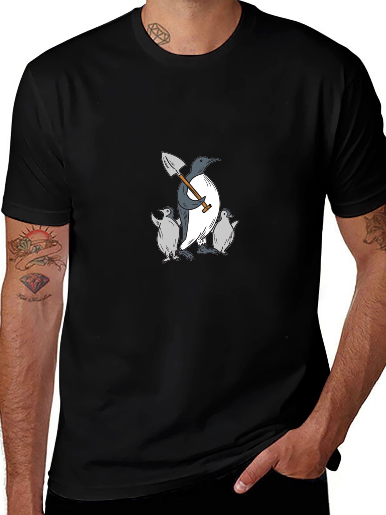 Penguin Family Black T-Shirt