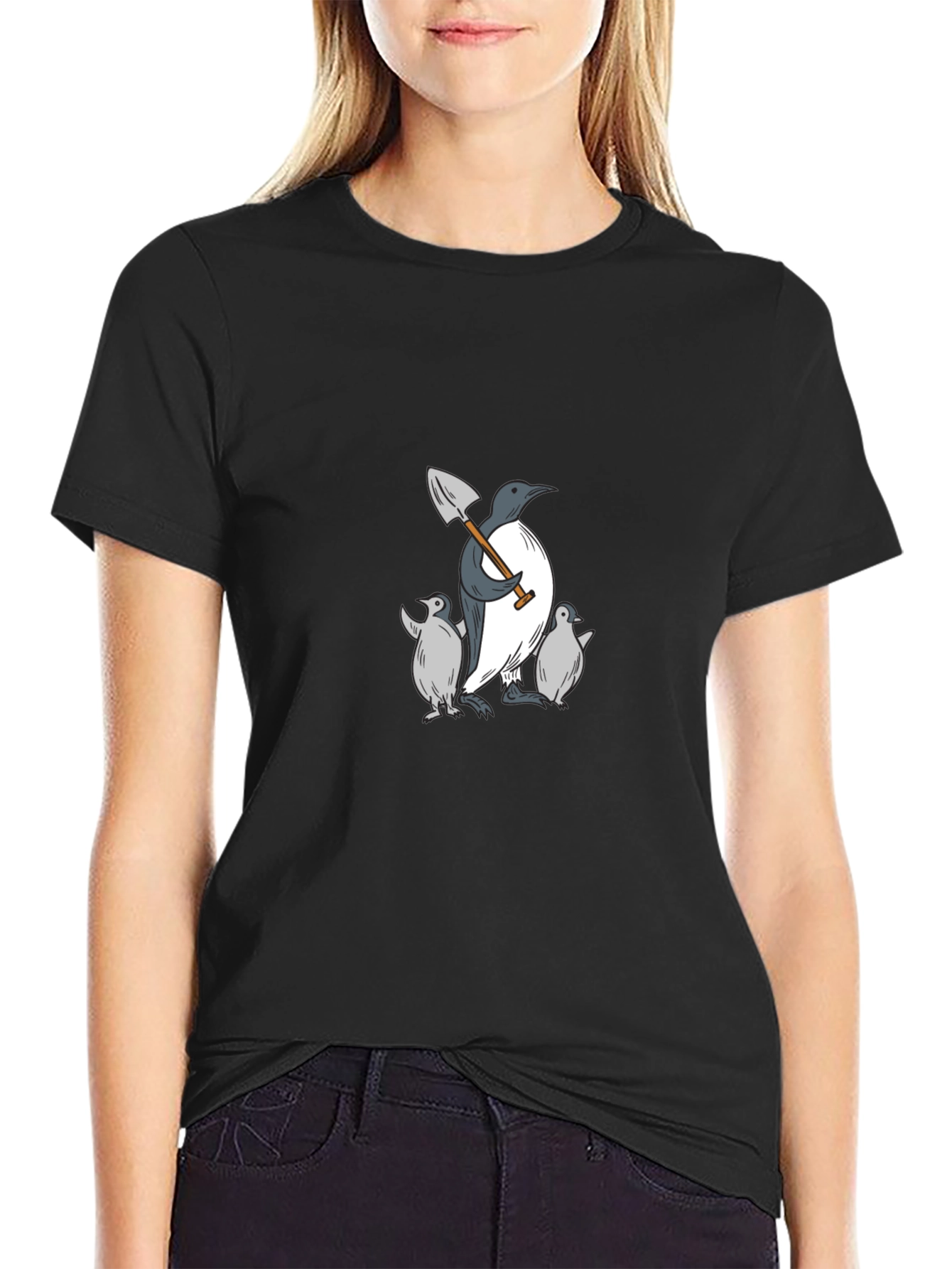 Penguin Family Black T-Shirt