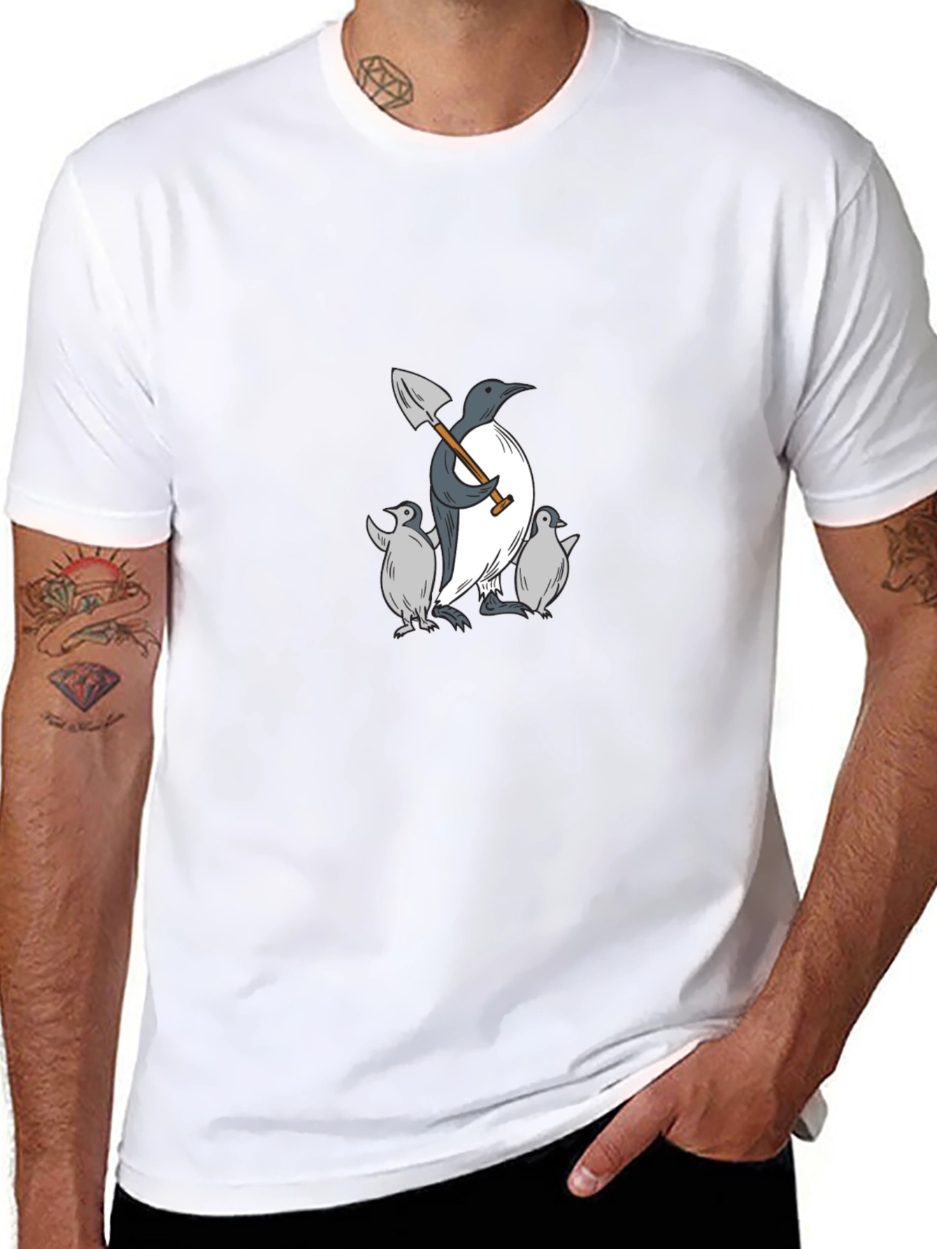 Penguin Family Black T-Shirt