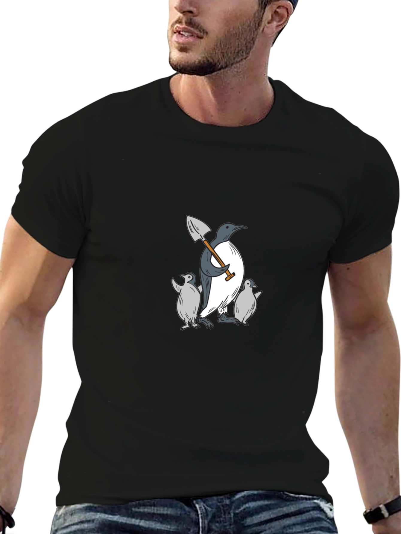 Penguin Family Black T-Shirt