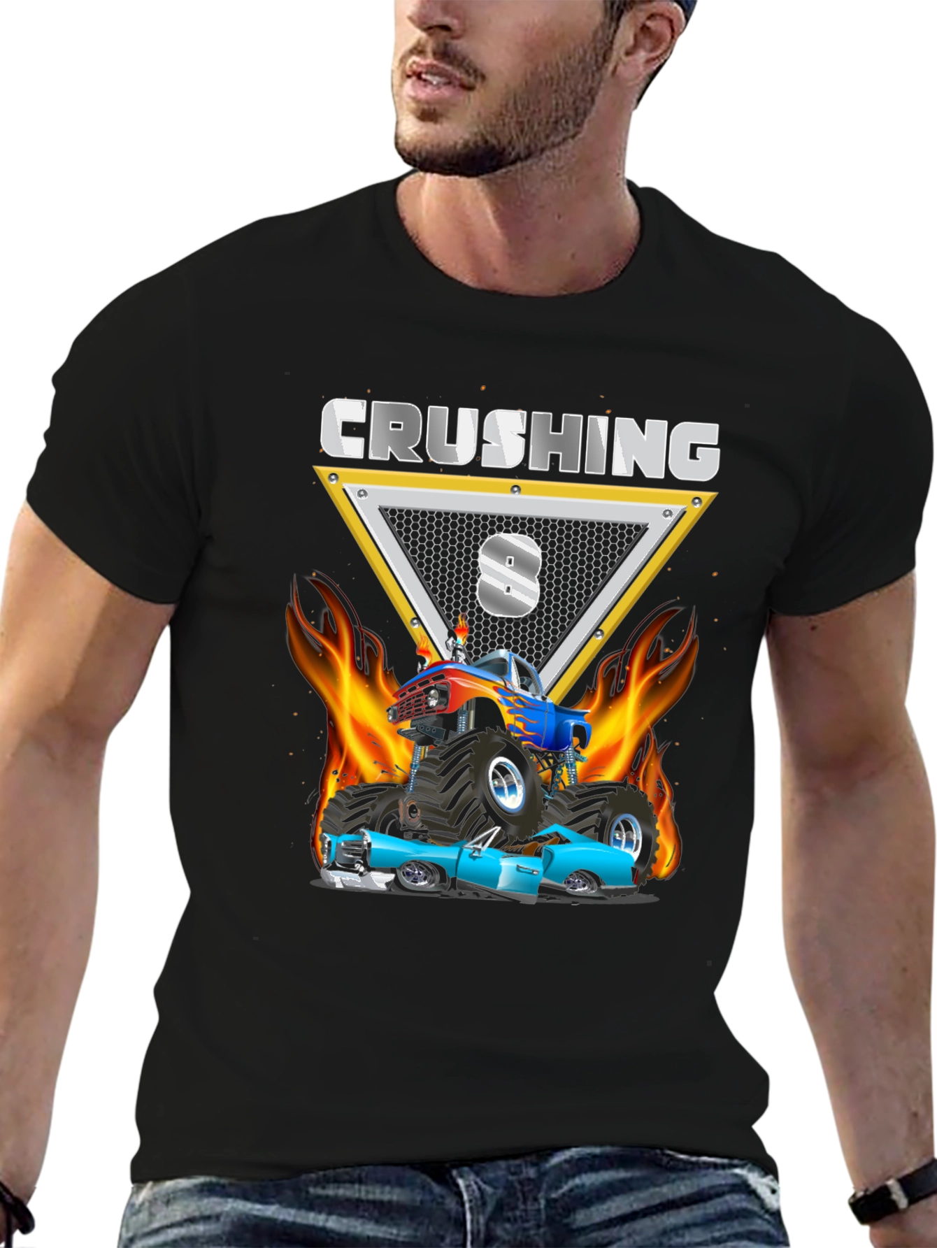 Crushing 8 Monster Truck Birthday Shirt
