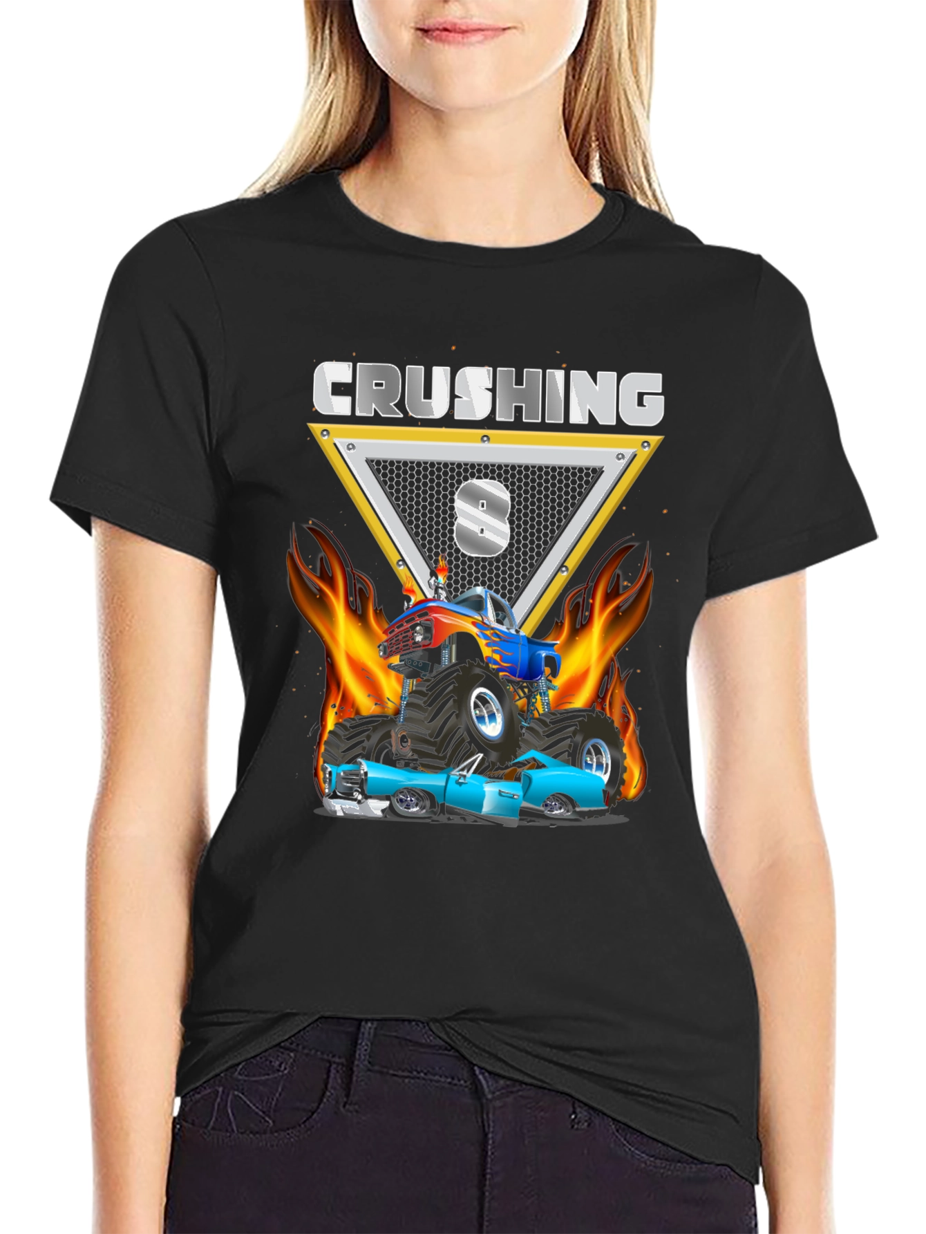 Crushing 8 Monster Truck Birthday Shirt