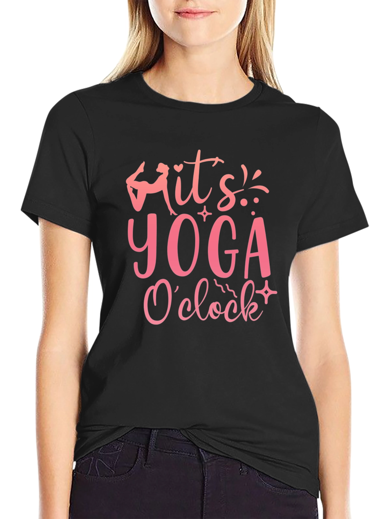 Its Yoga OClock Black Graphic Tee