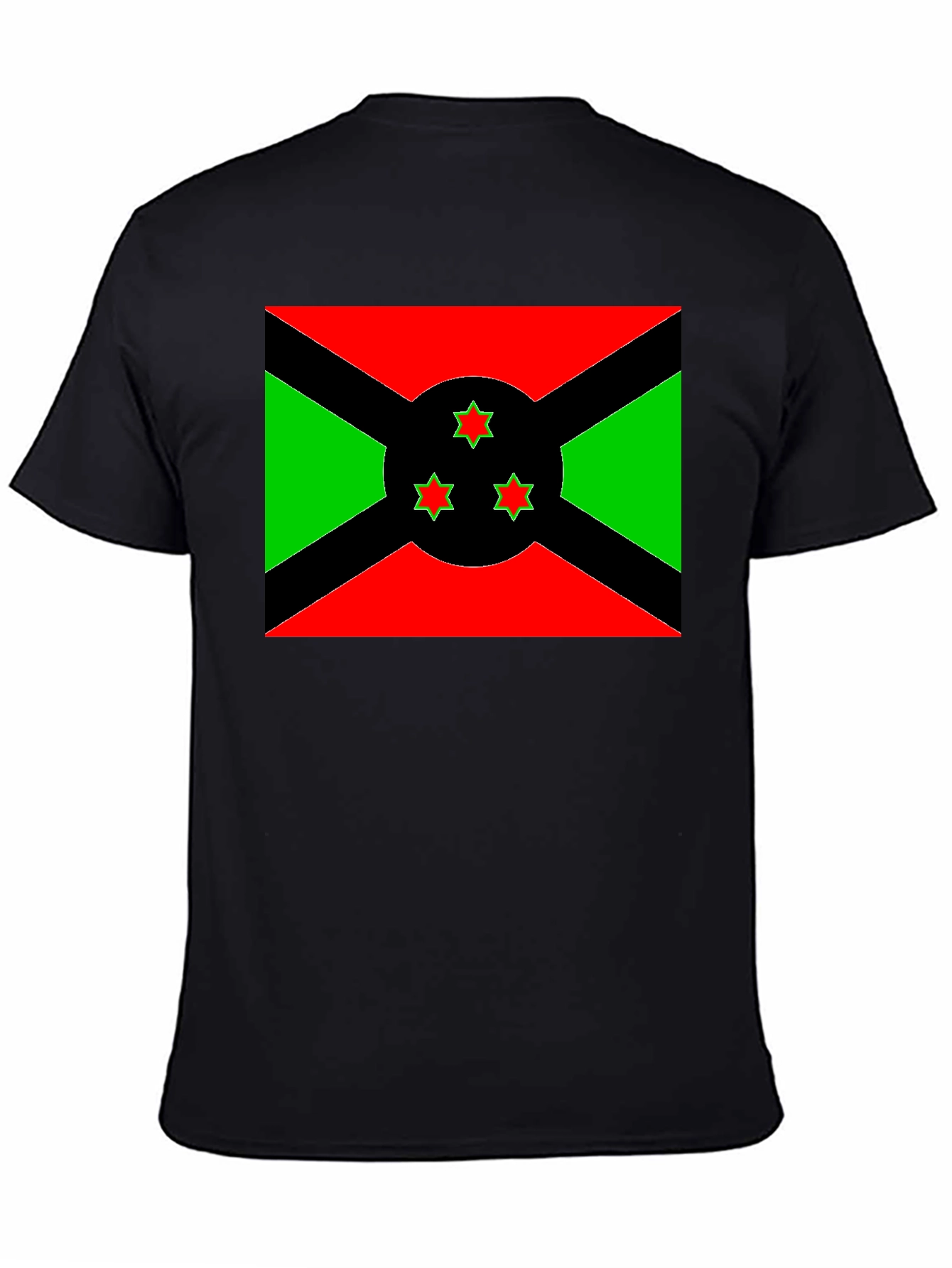 Burundi Flag Graphic Tee - Black Cotton