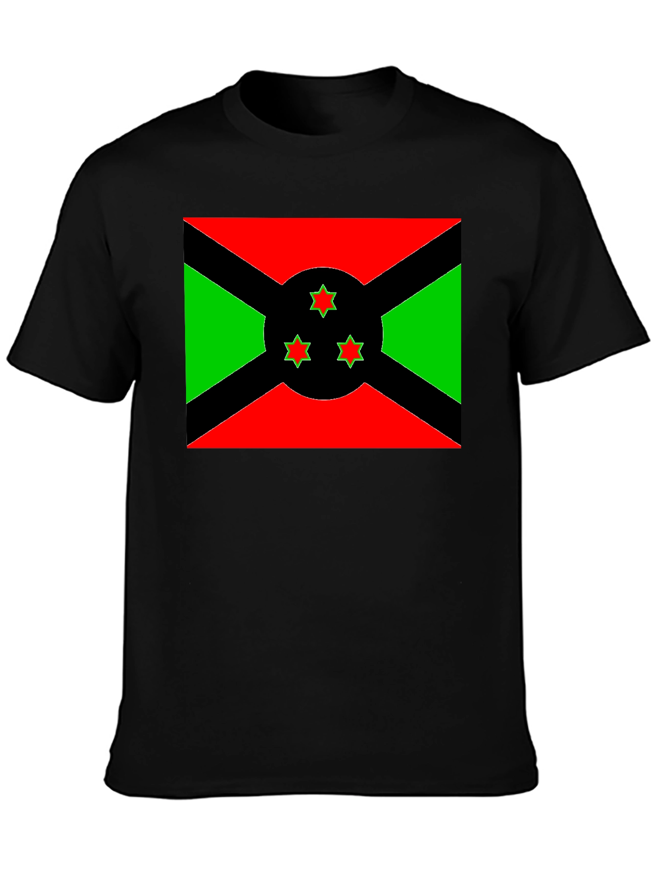 Burundi Flag Graphic Tee - Black Cotton