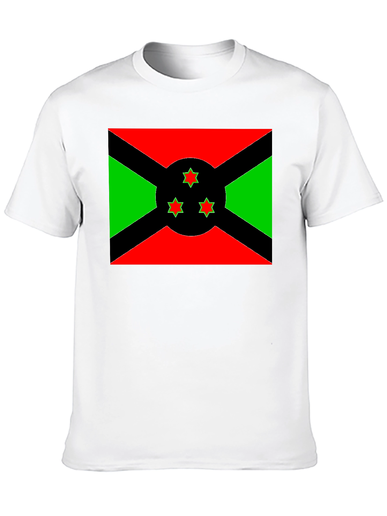 Burundi Flag Graphic Tee - Black Cotton
