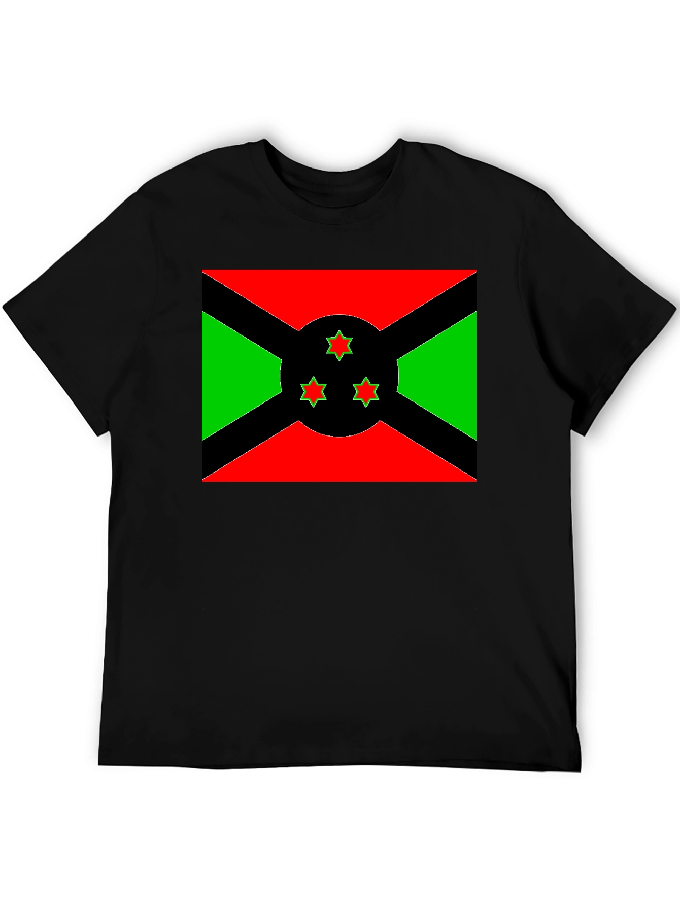 Burundi Flag Graphic Tee - Black Cotton