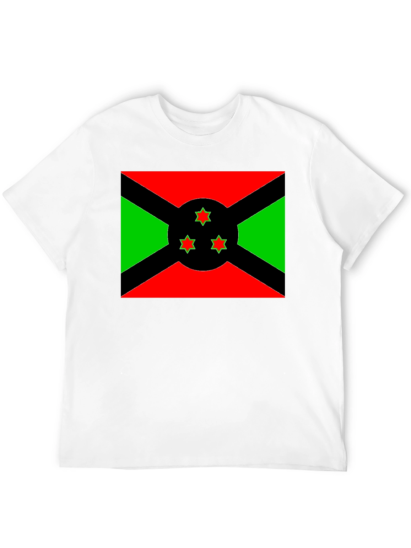 Burundi Flag Graphic Tee - Black Cotton