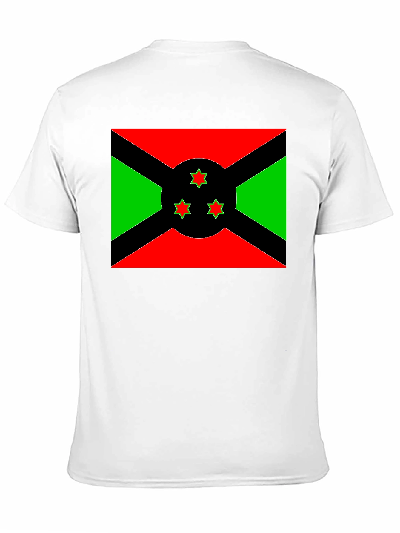 Burundi Flag Graphic Tee - Black Cotton