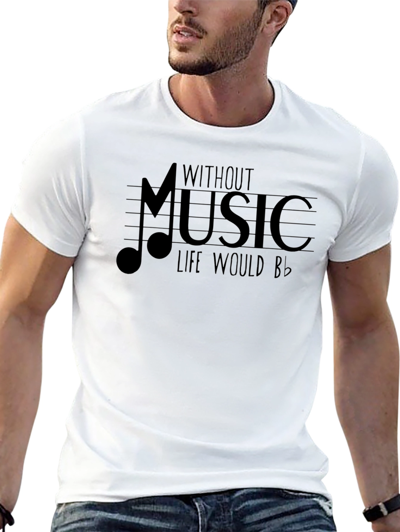 Music Note Graphic T-Shirt - Life Without Music